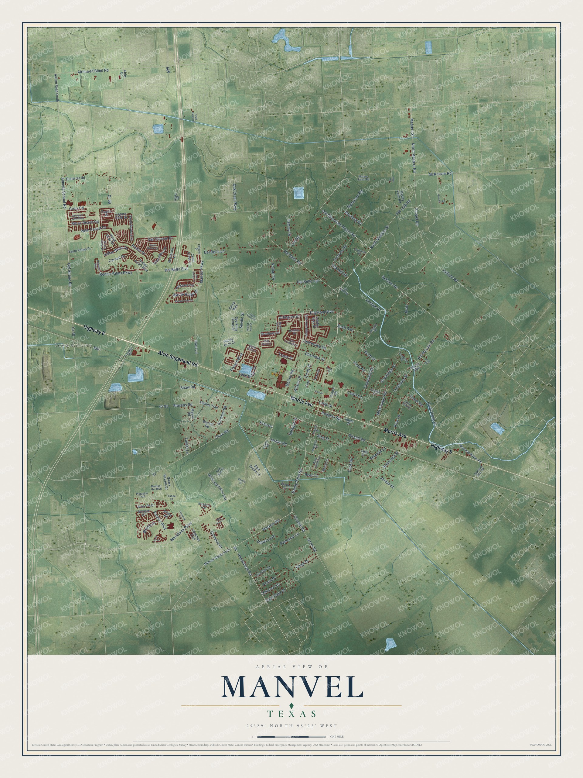 Watermarked full-map preview of Manvel, Texas