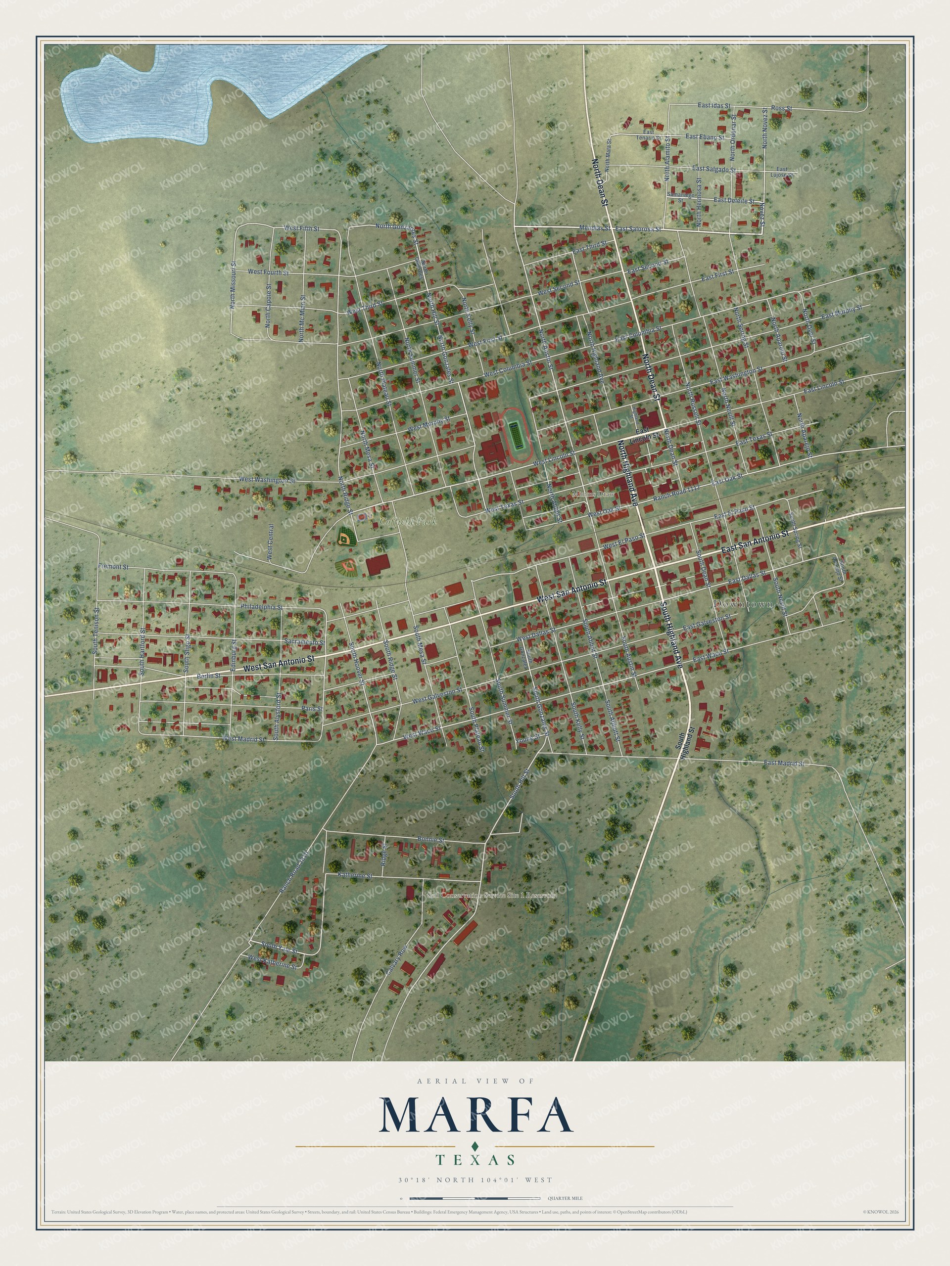 Watermarked full-map preview of Marfa, Texas
