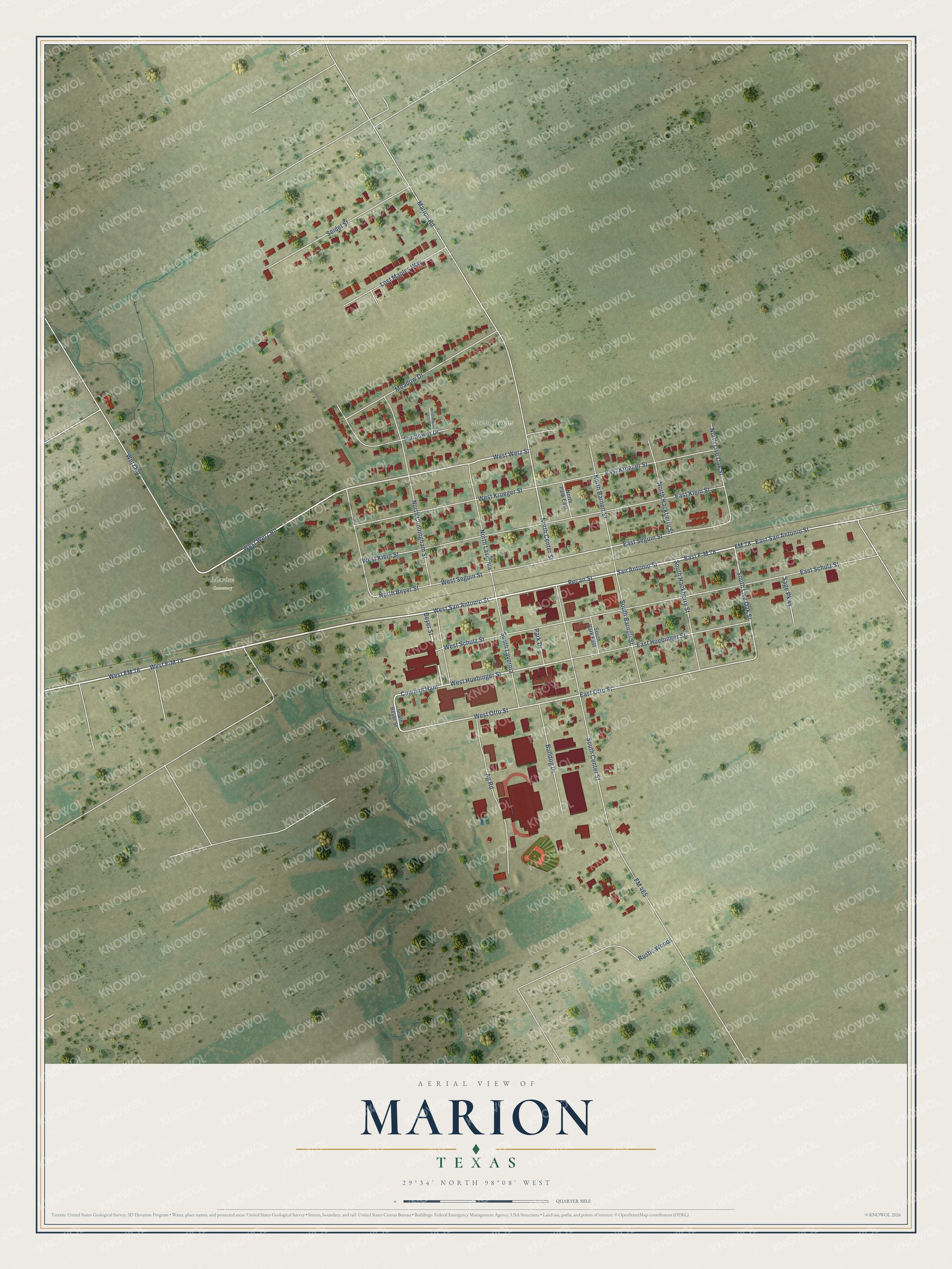 Watermarked full-map preview of Marion, Texas