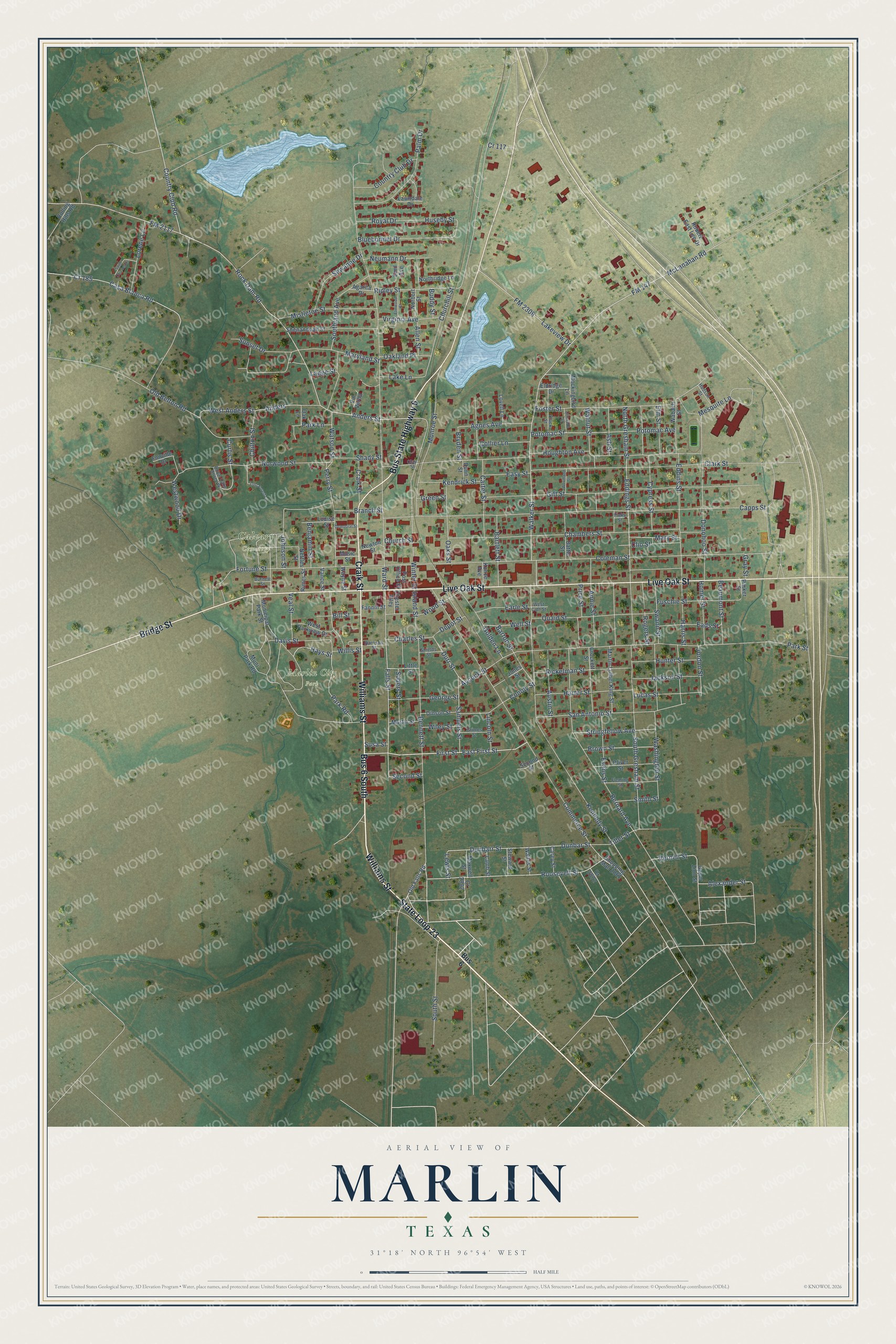 Watermarked full-map preview of Marlin, Texas