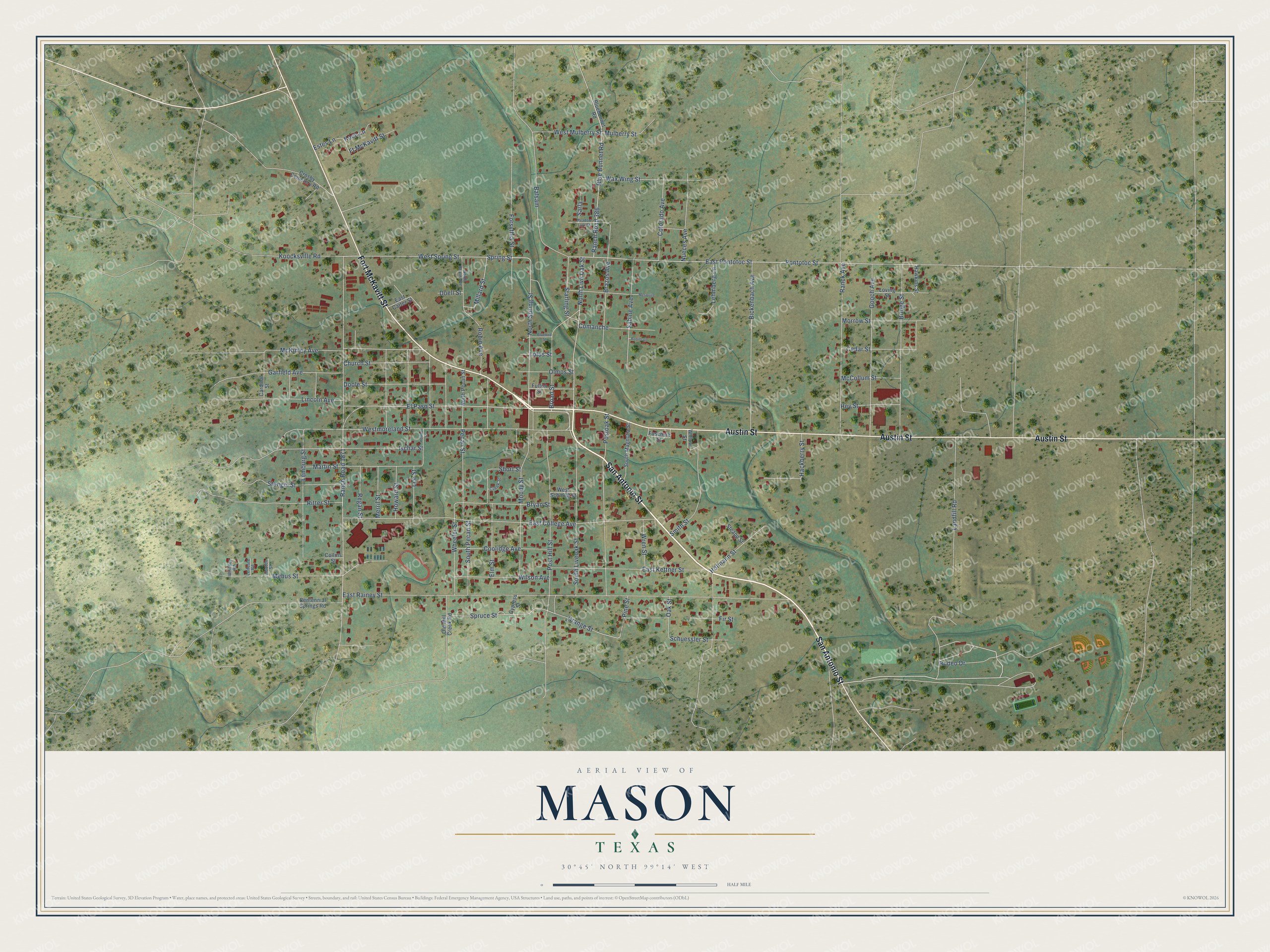 Watermarked full-map preview of Mason, Texas