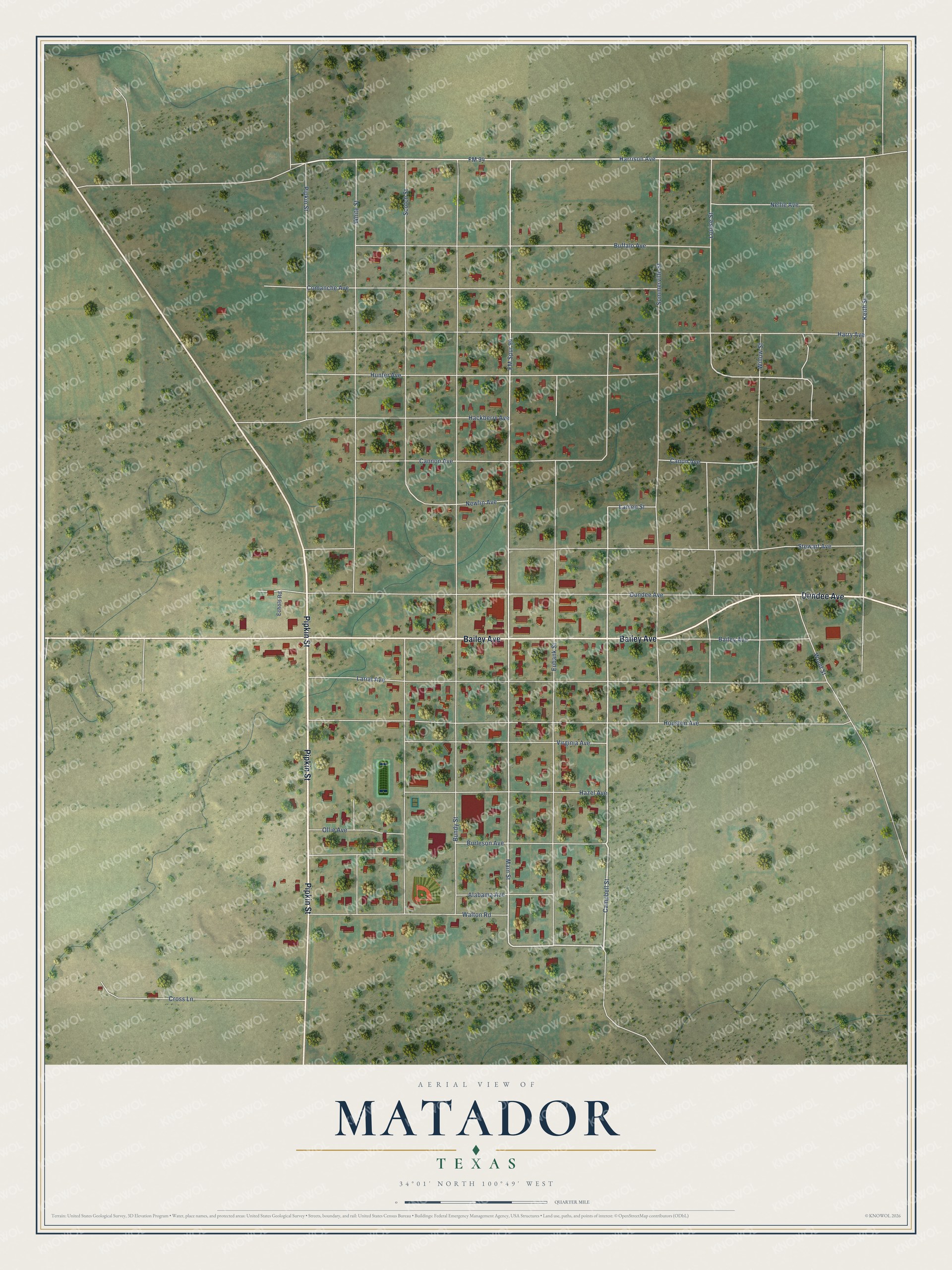 Watermarked full-map preview of Matador, Texas