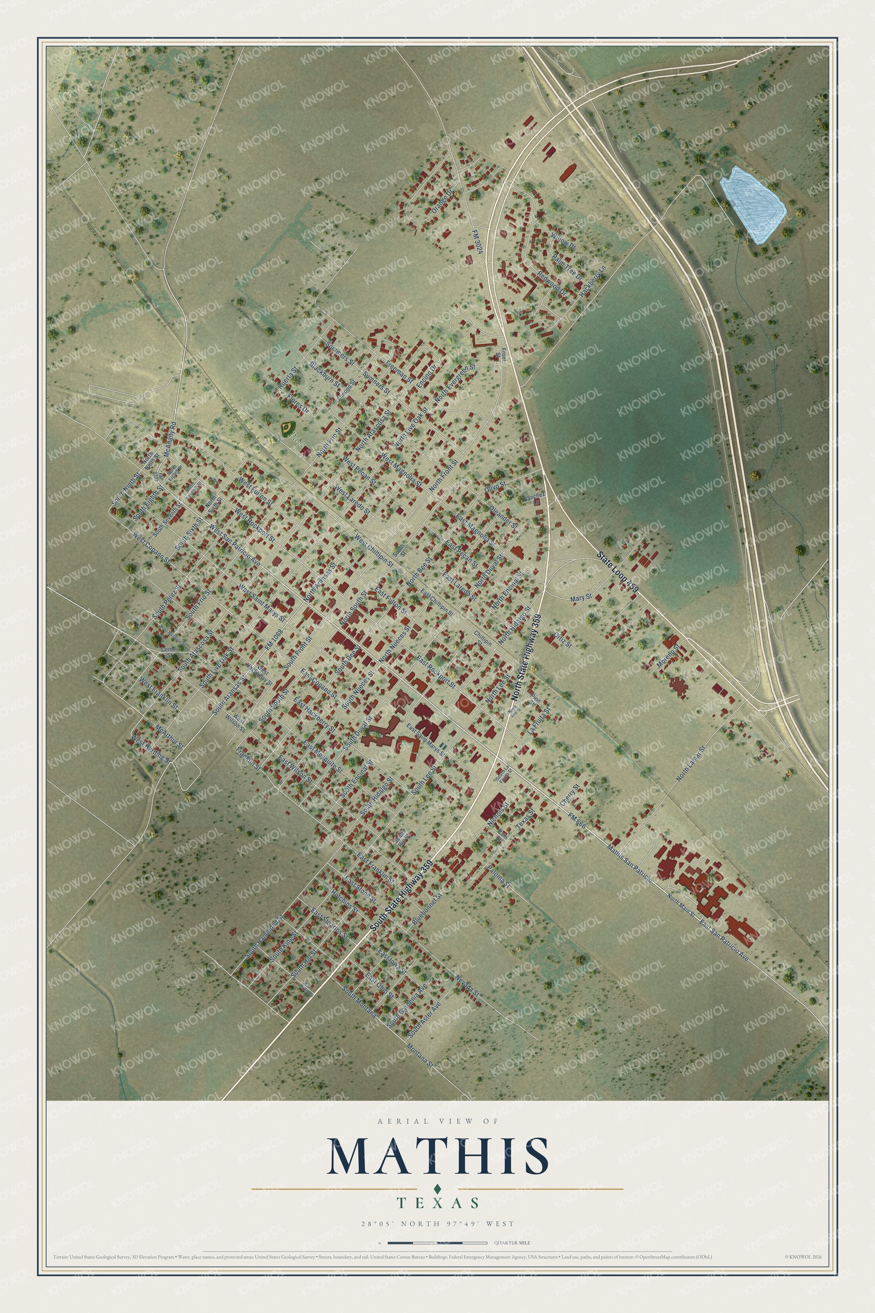 Watermarked full-map preview of Mathis, Texas