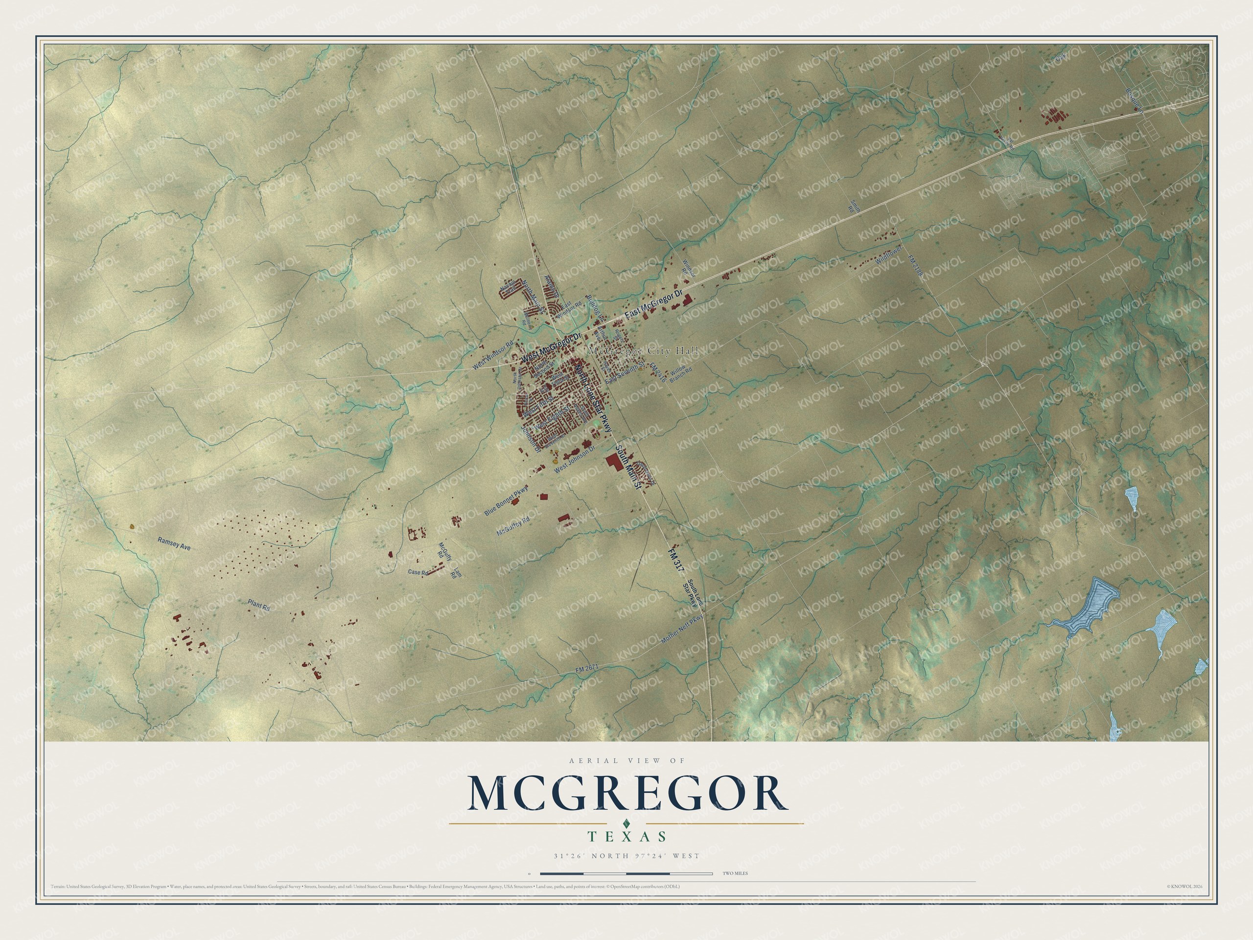 Watermarked full-map preview of McGregor, Texas