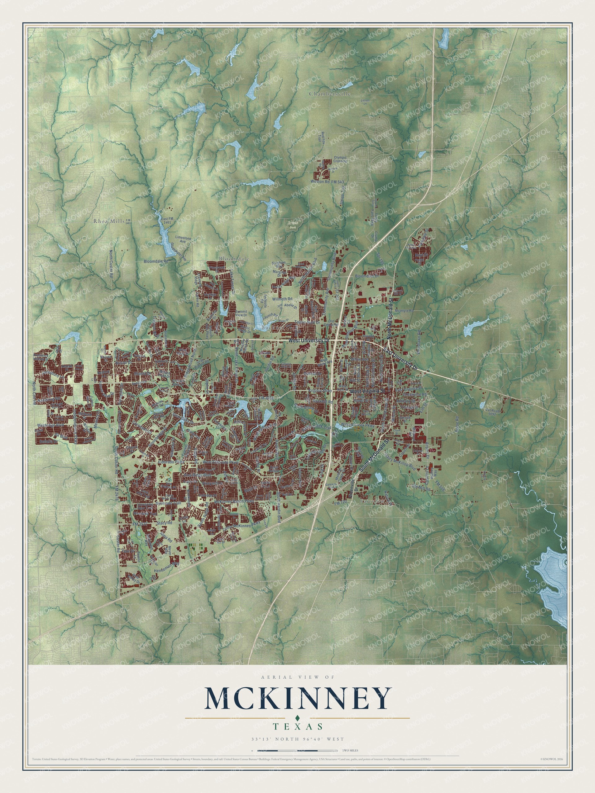 Watermarked full-map preview of McKinney, Texas