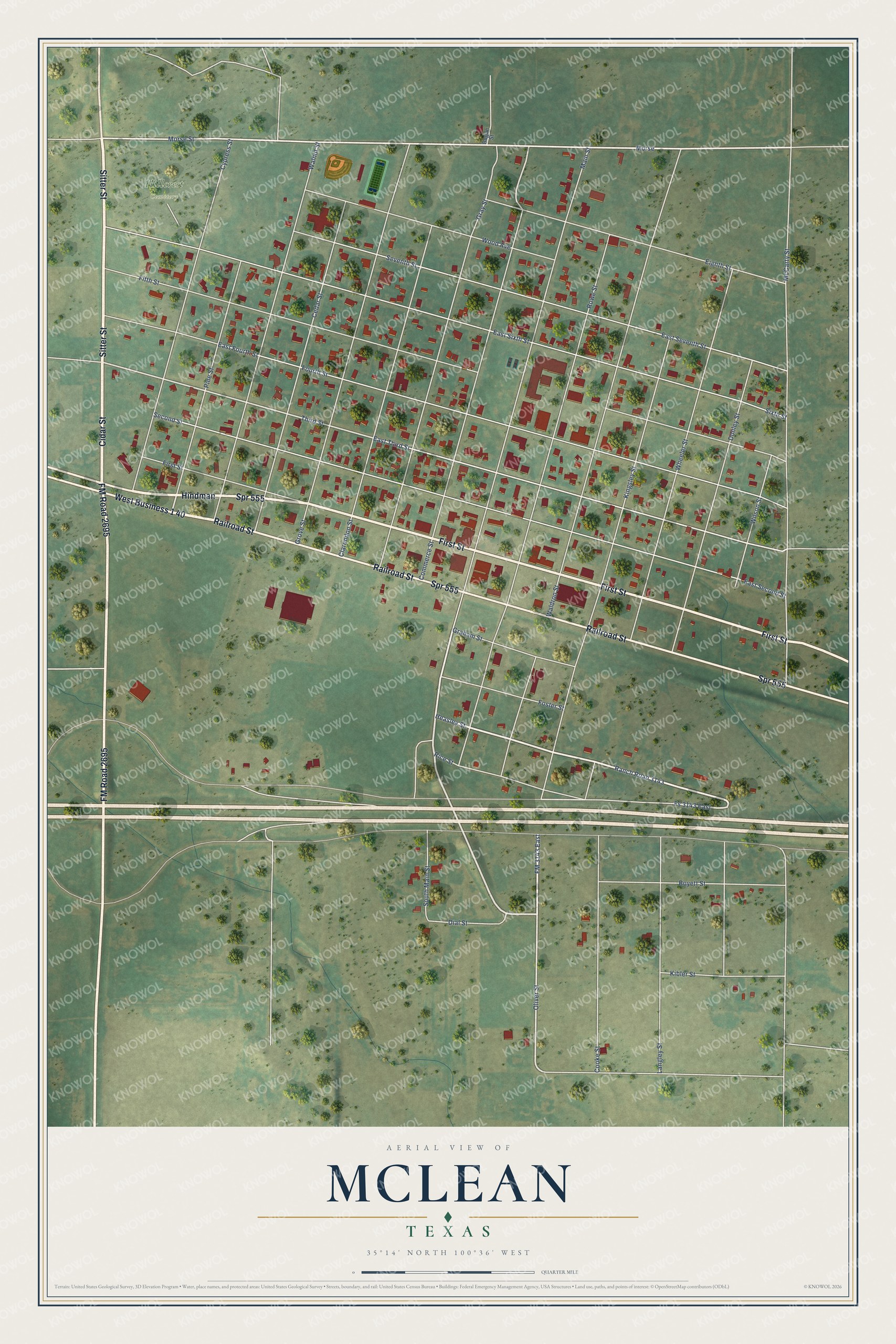 Watermarked full-map preview of McLean, Texas