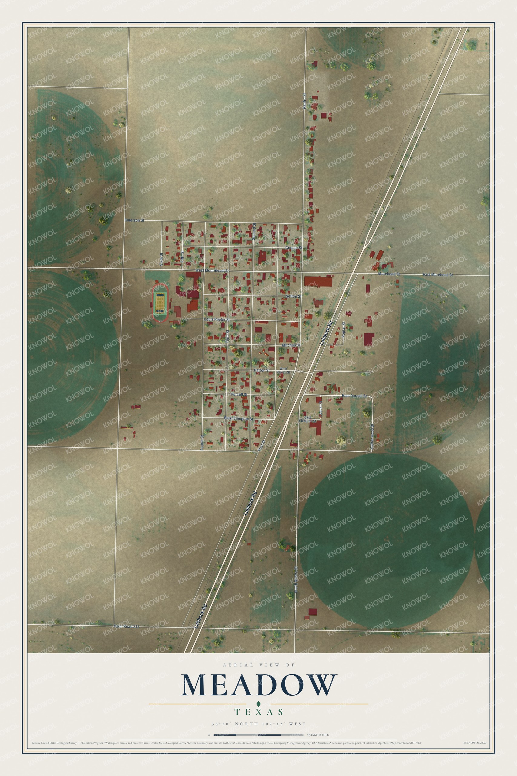 Watermarked full-map preview of Meadow, Texas