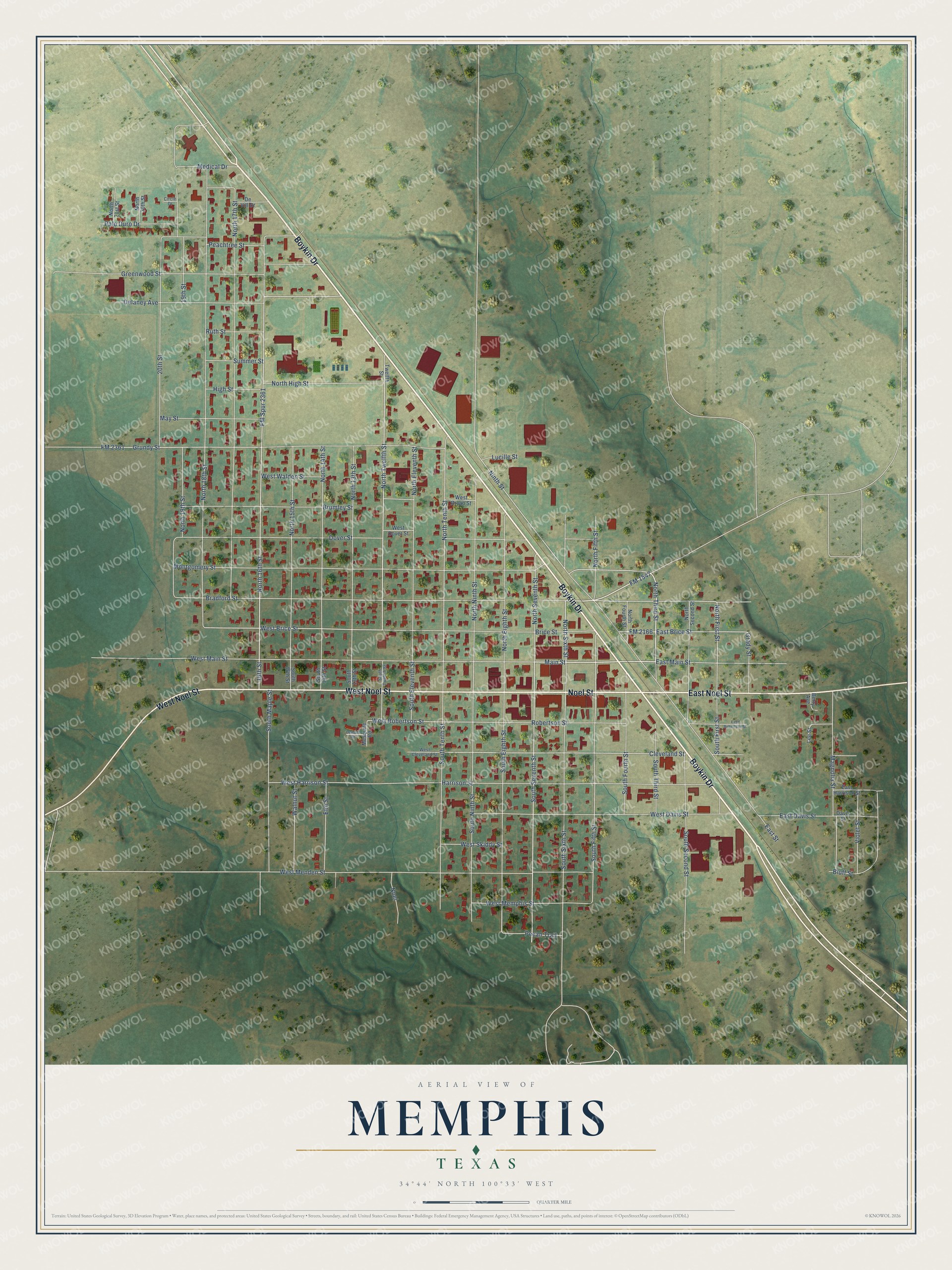 Watermarked full-map preview of Memphis, Texas