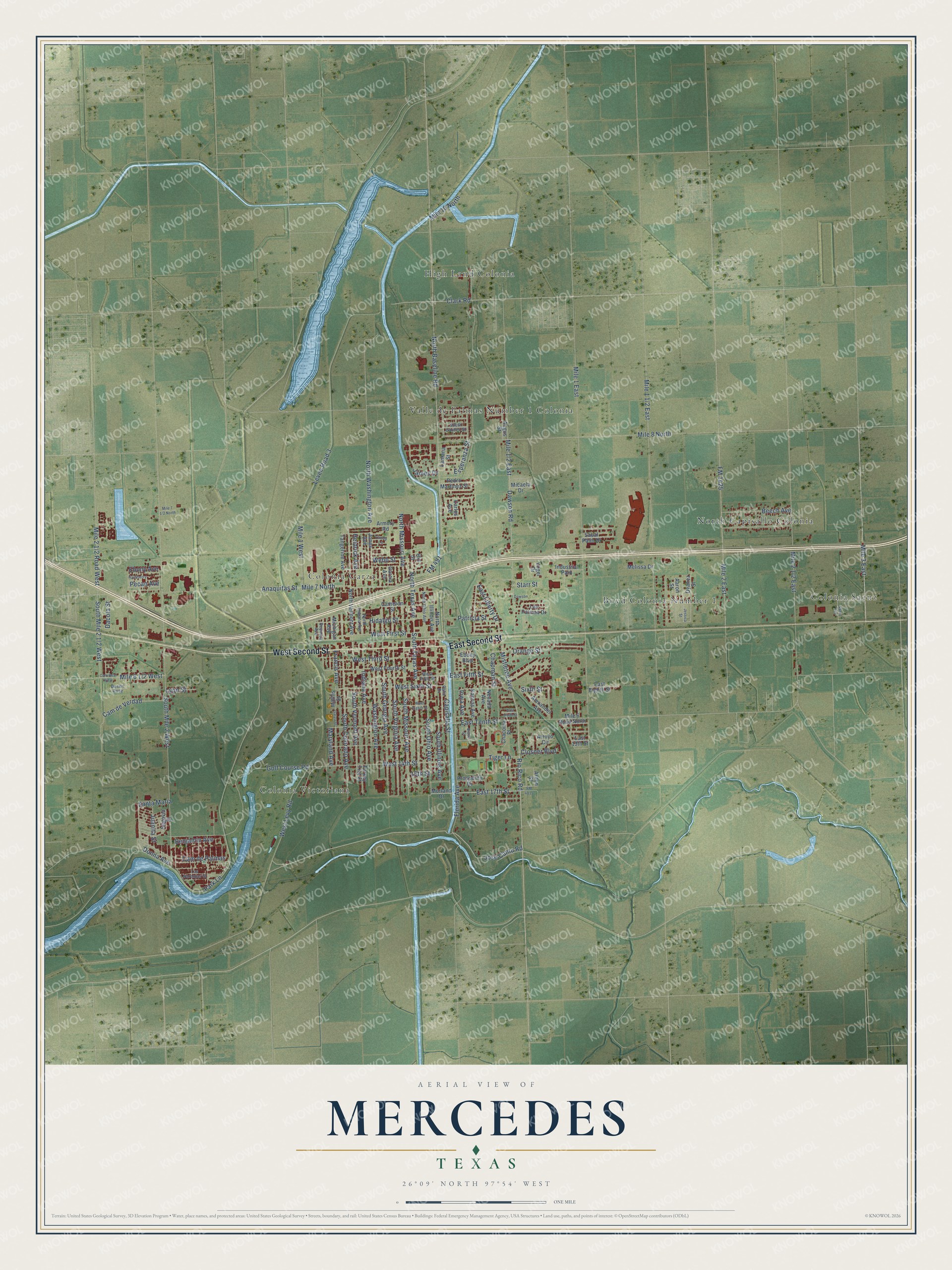 Watermarked full-map preview of Mercedes, Texas