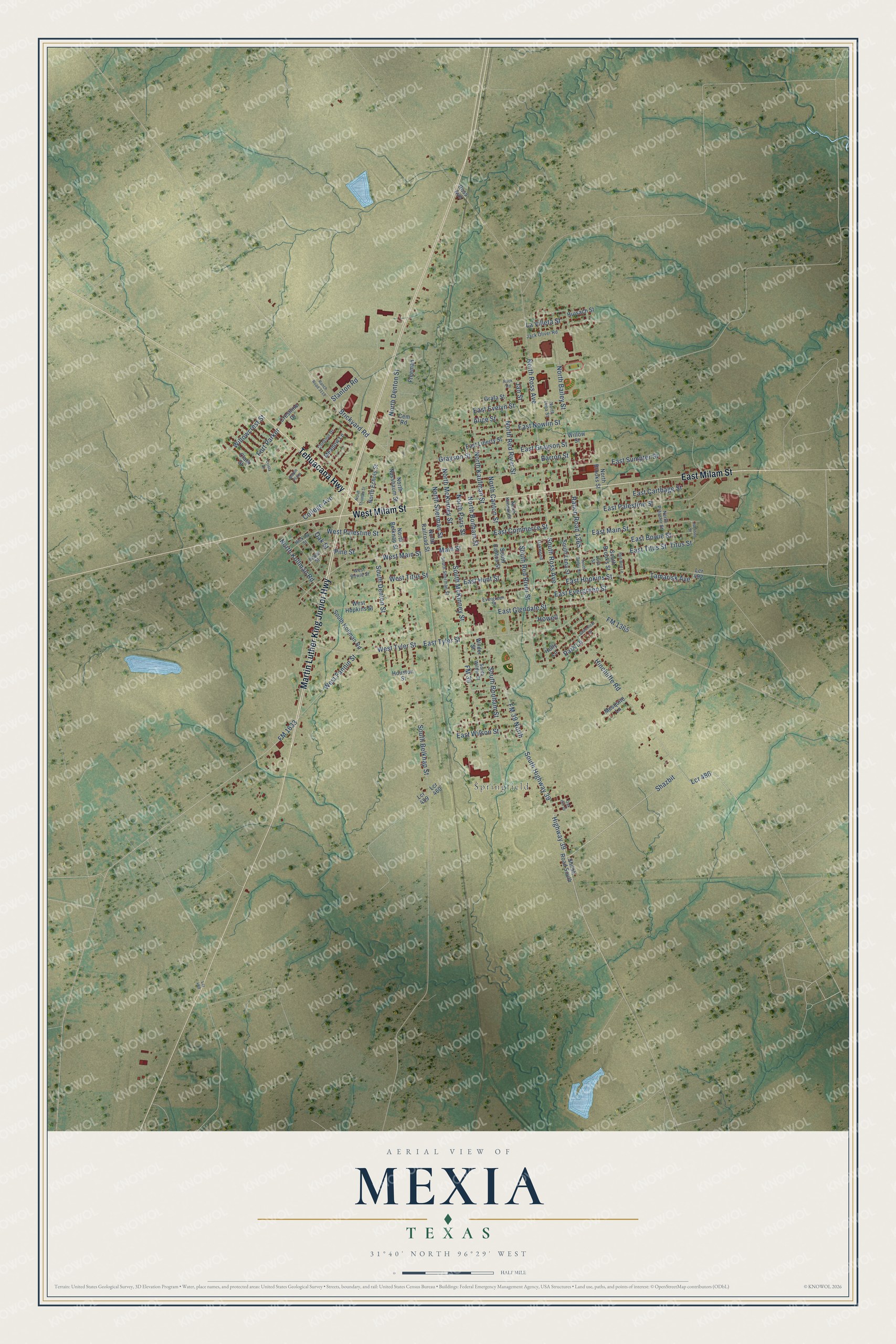 Watermarked full-map preview of Mexia, Texas