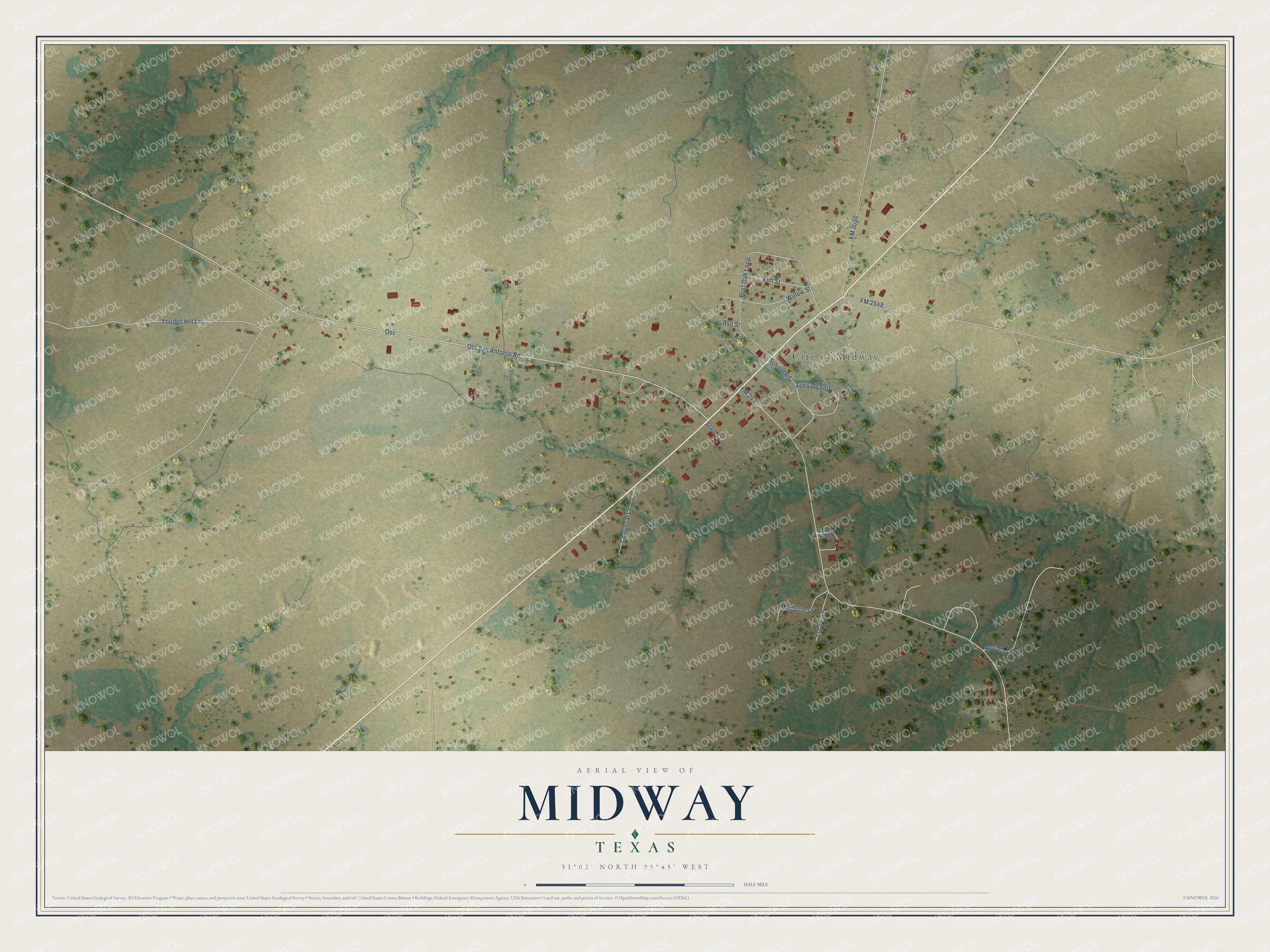 Watermarked full-map preview of Midway, Texas