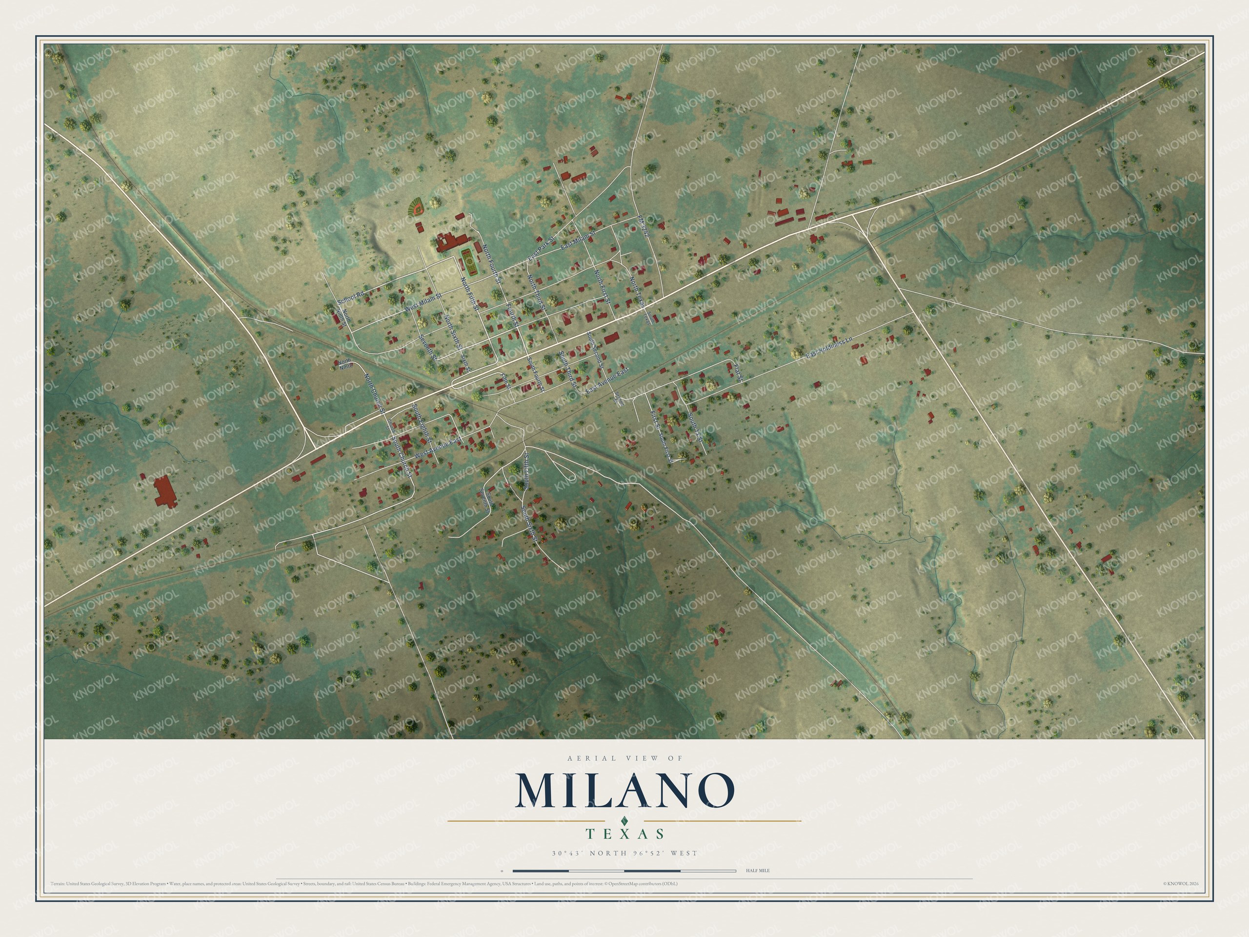 Watermarked full-map preview of Milano, Texas