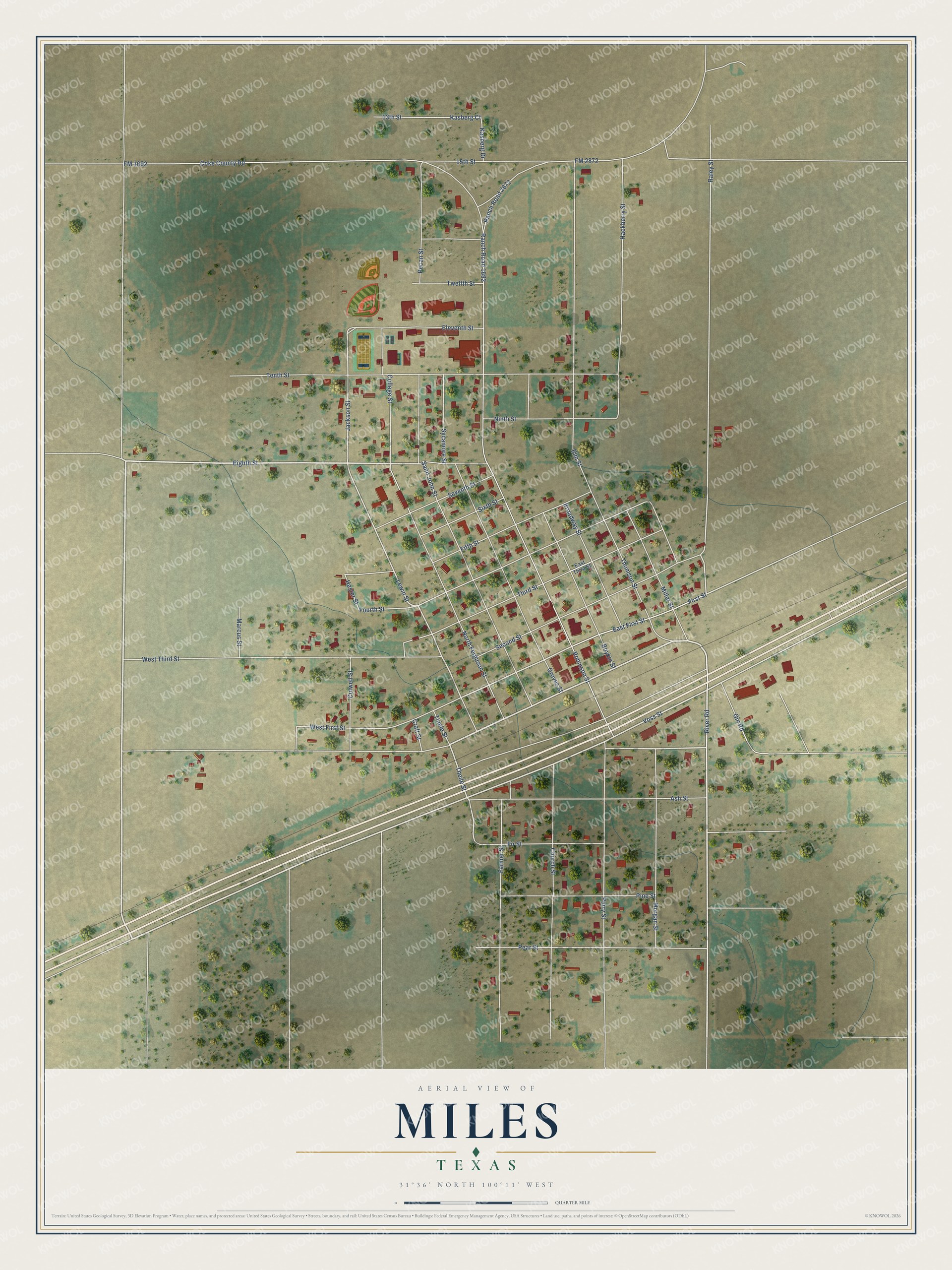 Watermarked full-map preview of Miles, Texas