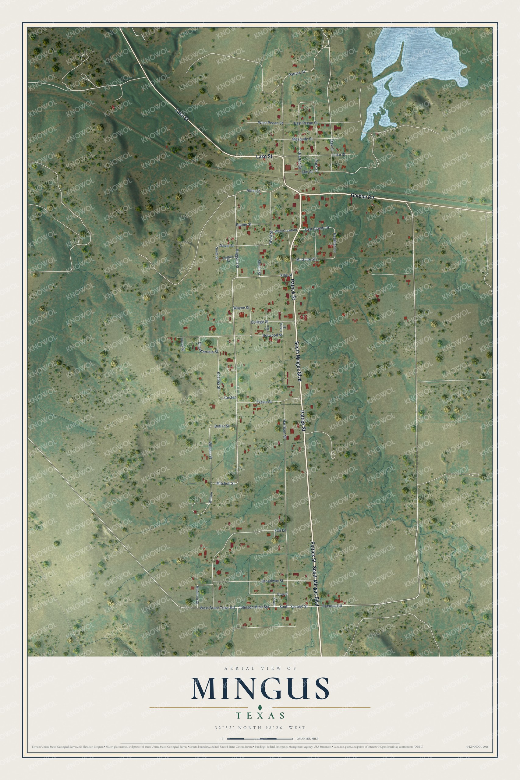 Watermarked full-map preview of Mingus, Texas