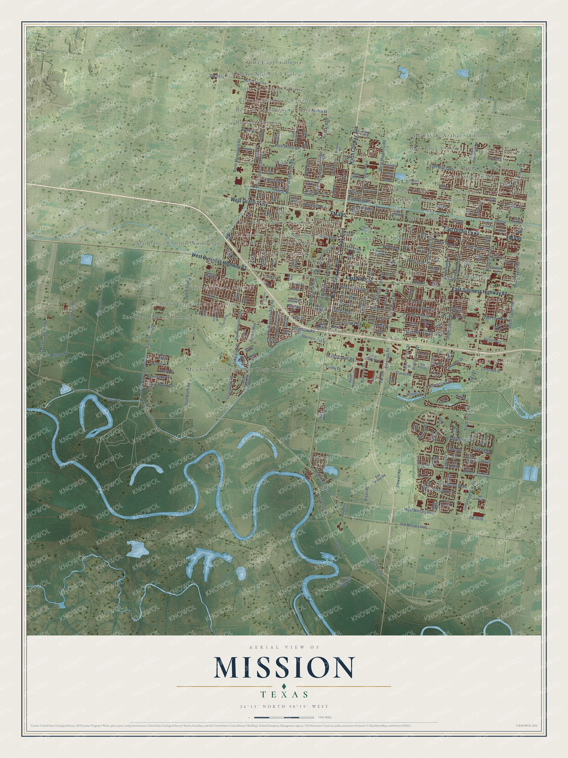 Watermarked full-map preview of Mission, Texas