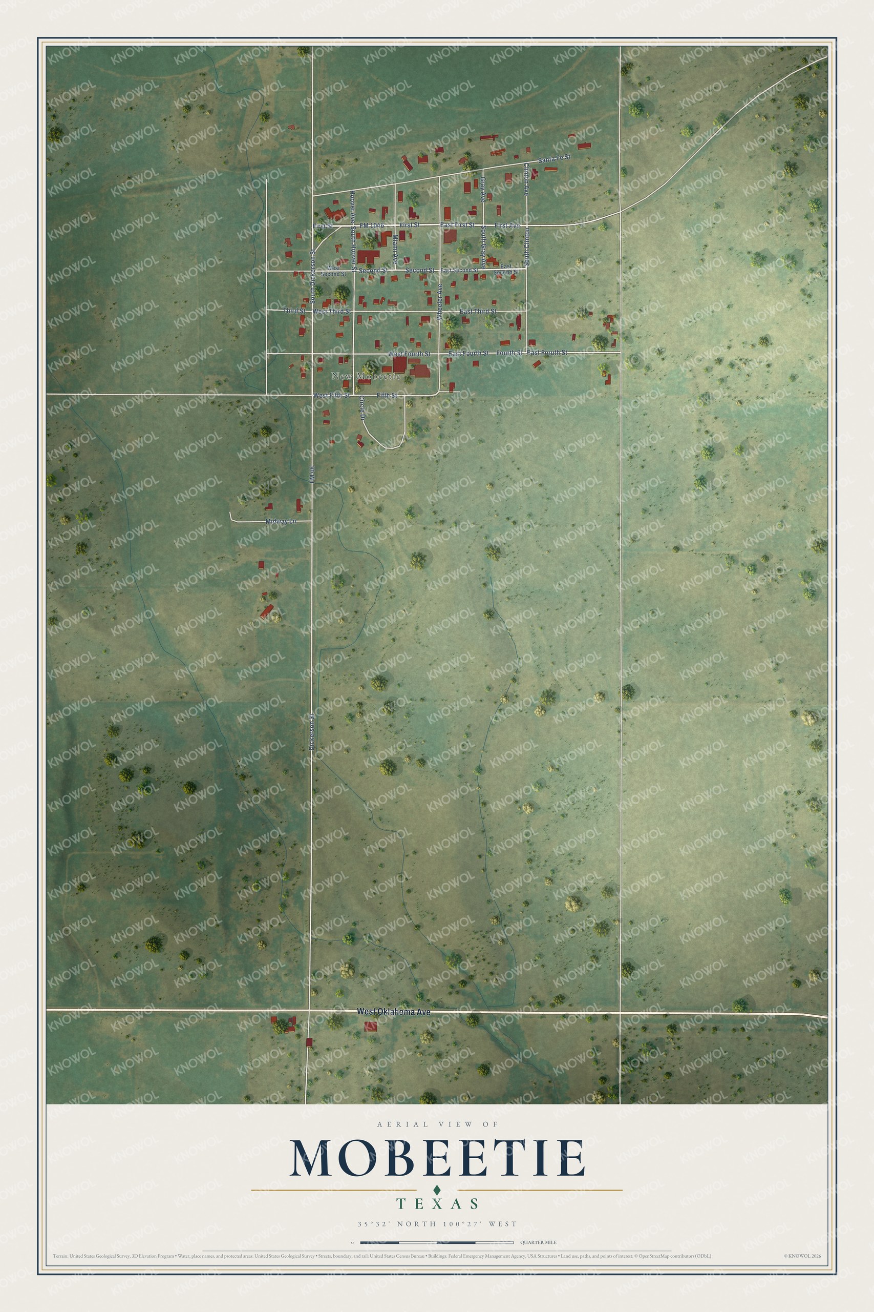 Watermarked full-map preview of Mobeetie, Texas