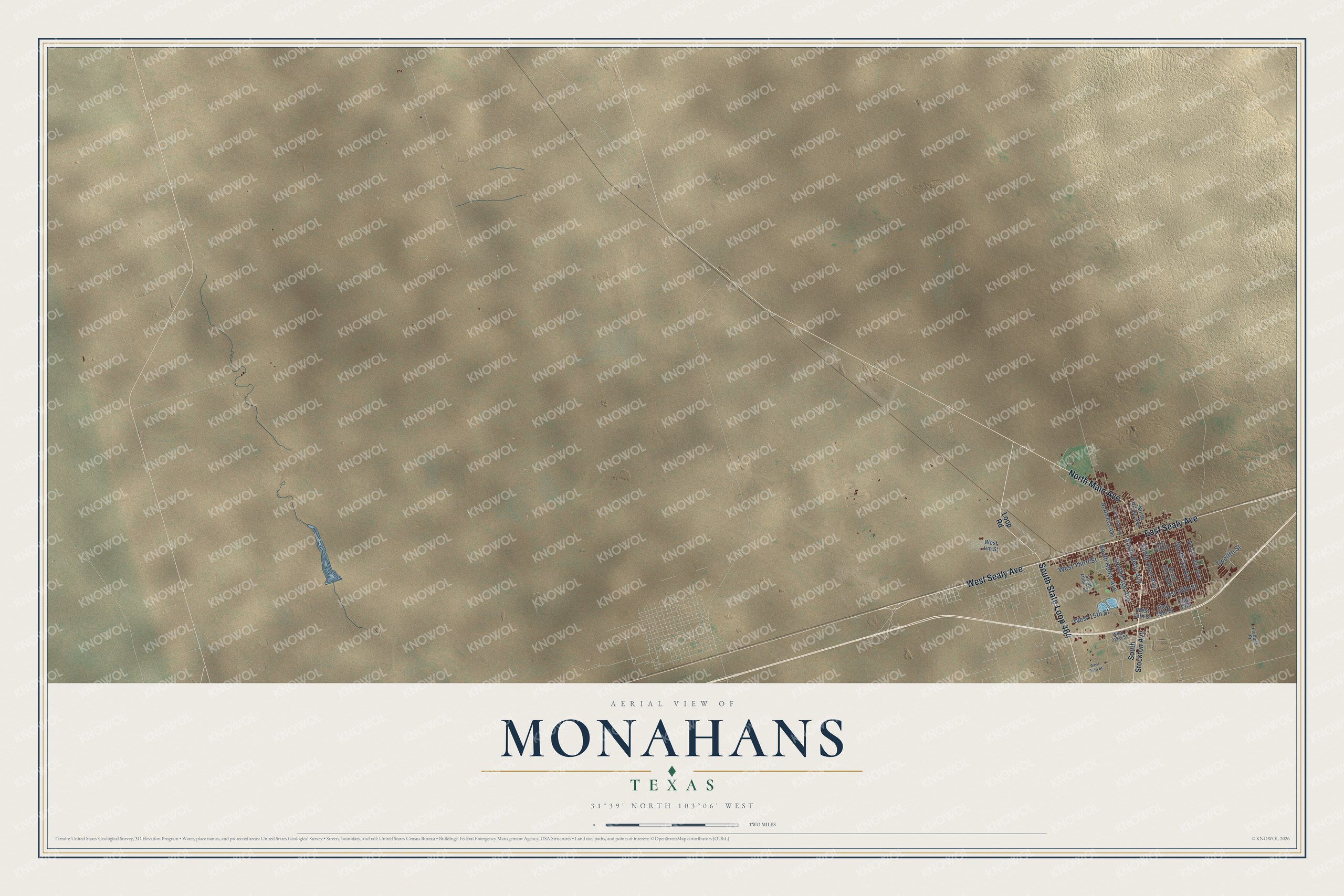 Watermarked full-map preview of Monahans, Texas