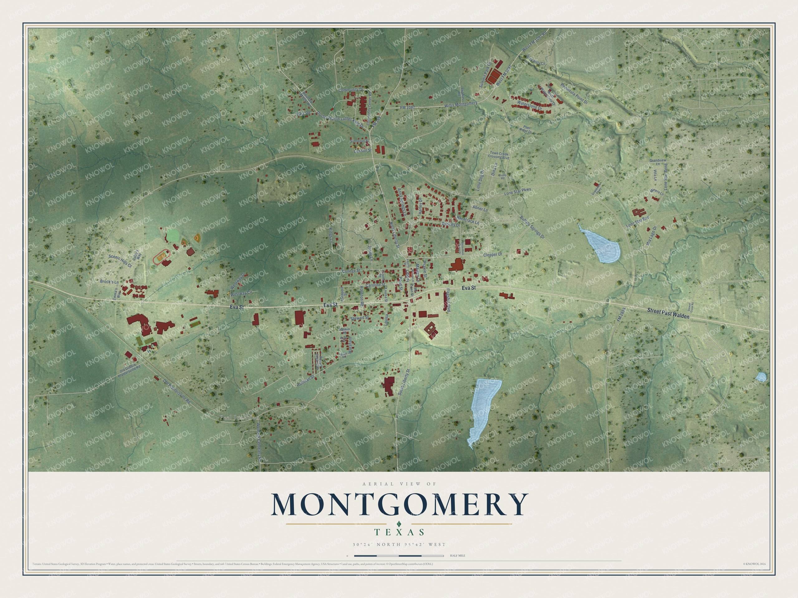 Watermarked full-map preview of Montgomery, Texas