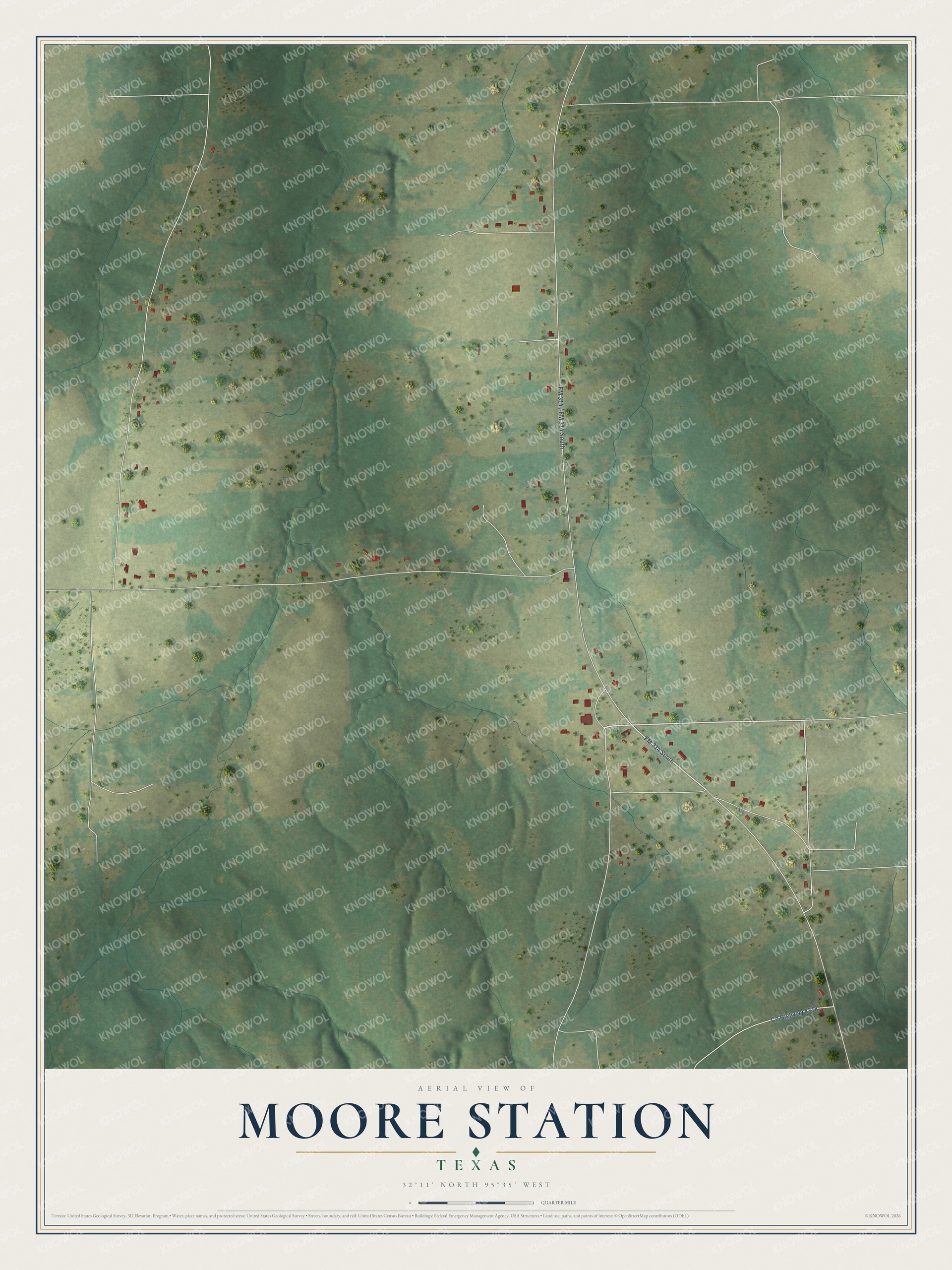 Watermarked full-map preview of Moore Station, Texas