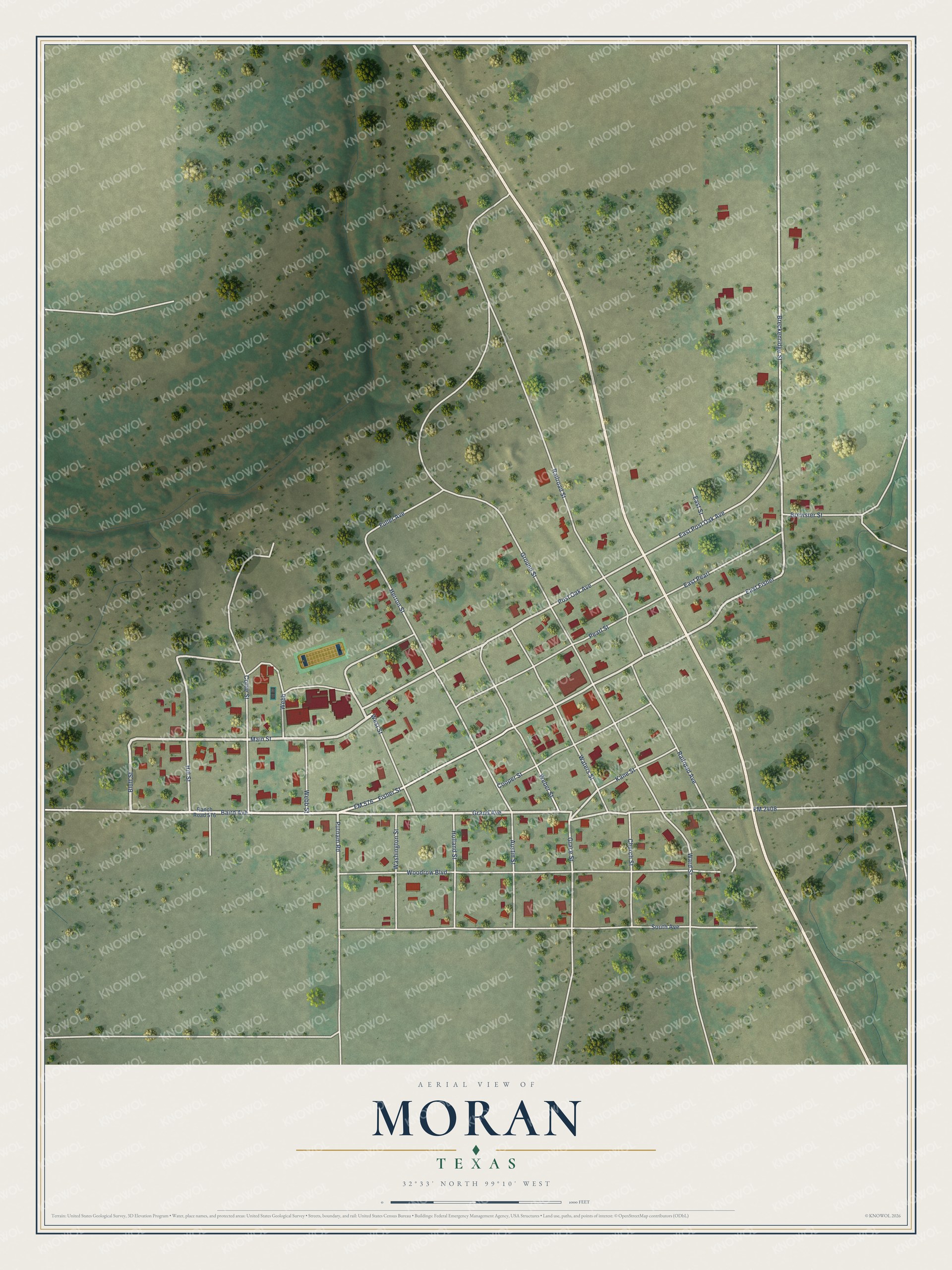 Watermarked full-map preview of Moran, Texas