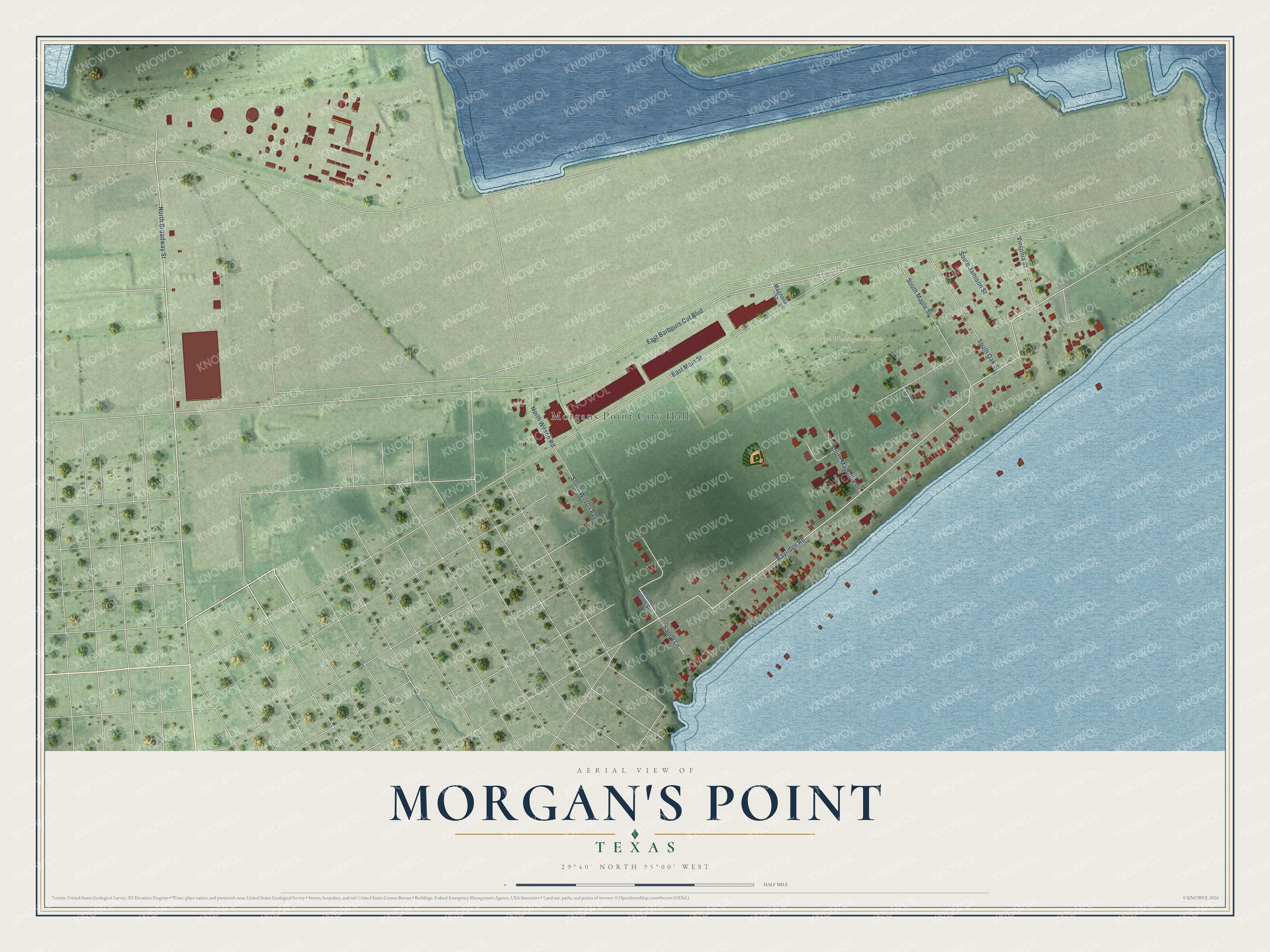 Watermarked full-map preview of Morgan's Point, Texas