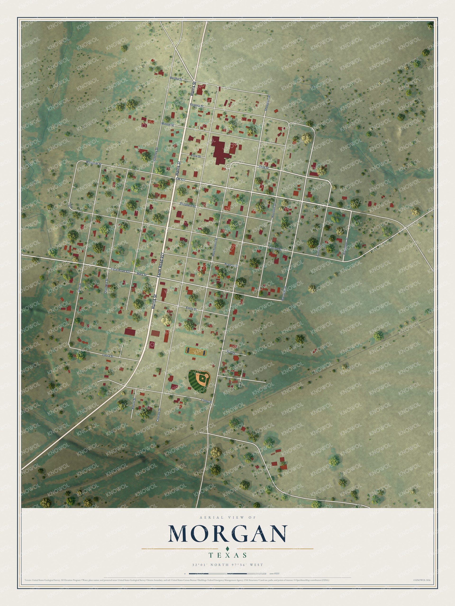 Watermarked full-map preview of Morgan, Texas