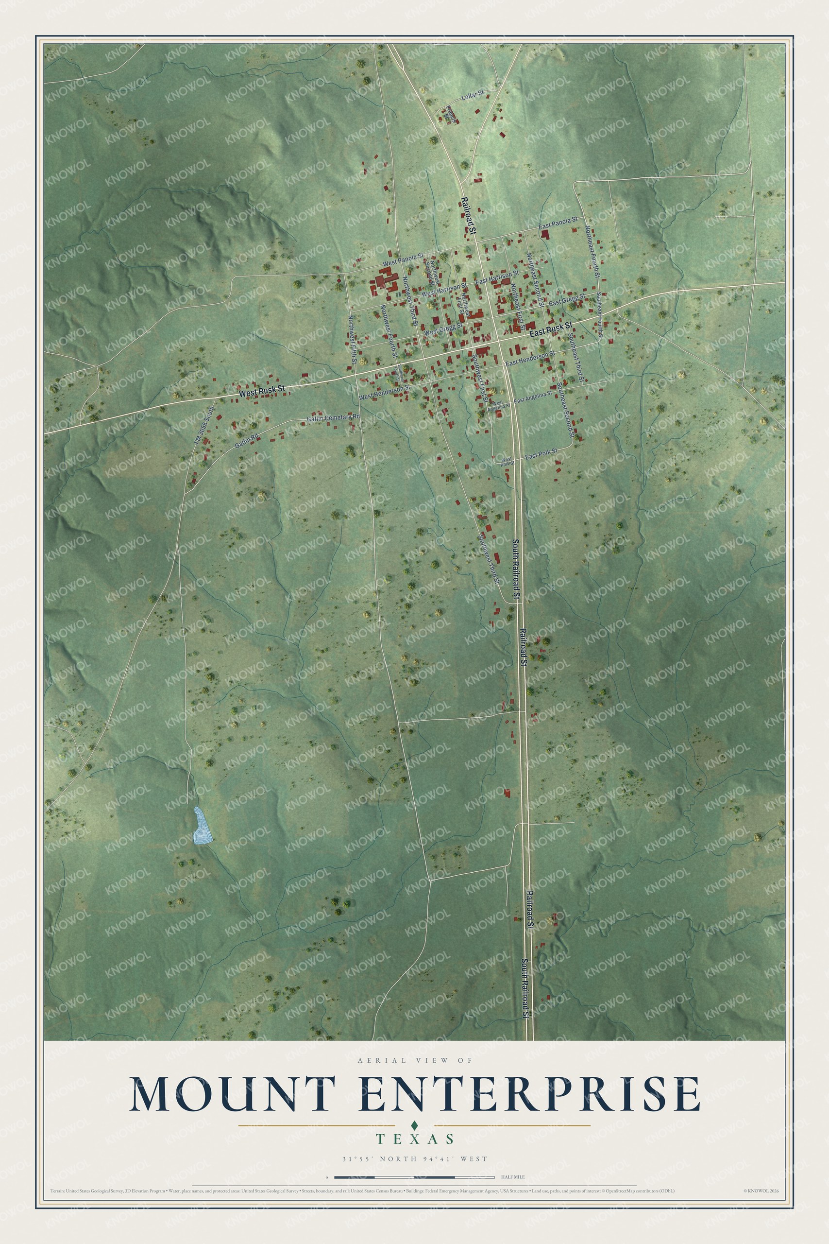 Watermarked full-map preview of Mount Enterprise, Texas