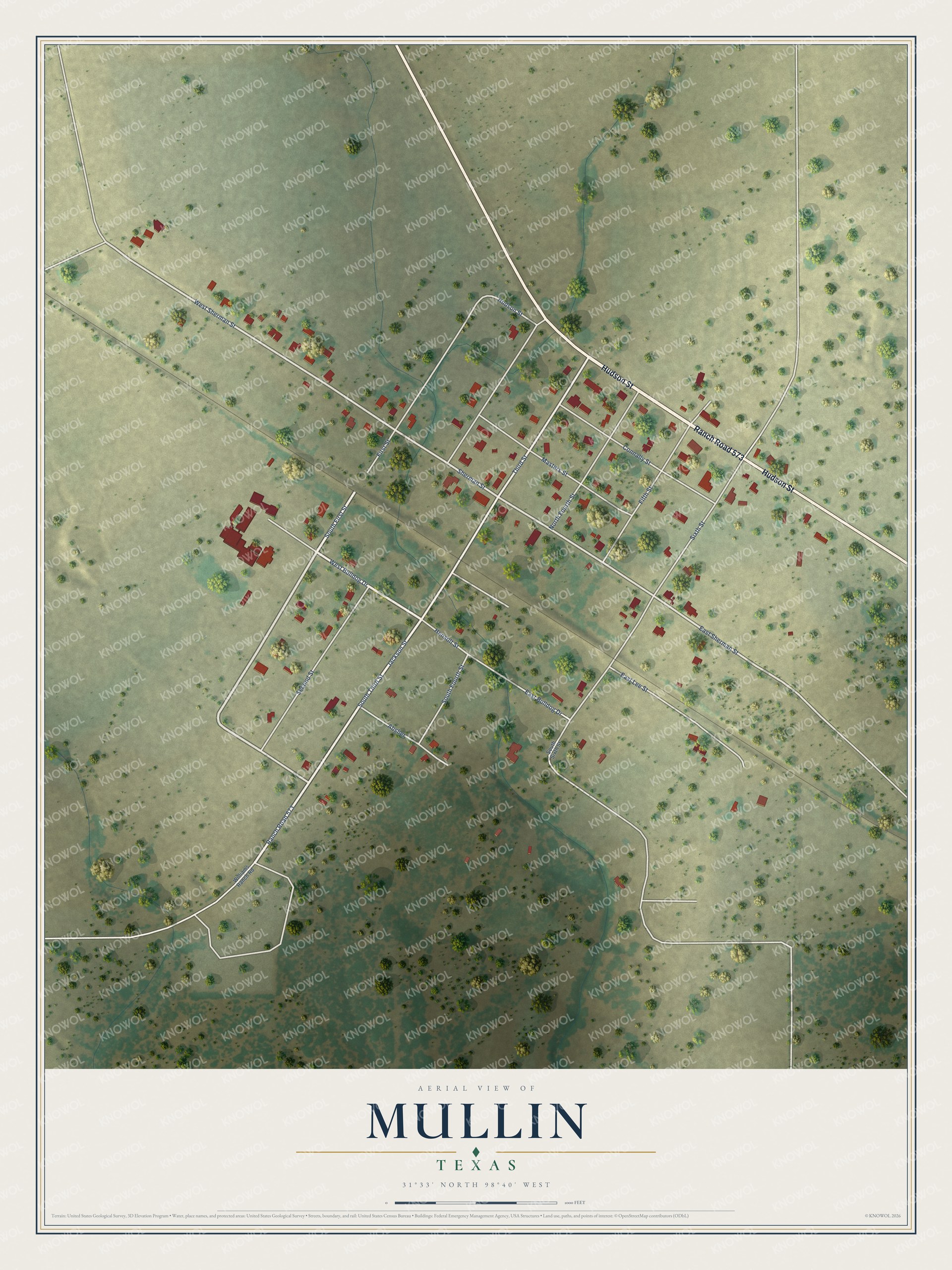 Watermarked full-map preview of Mullin, Texas