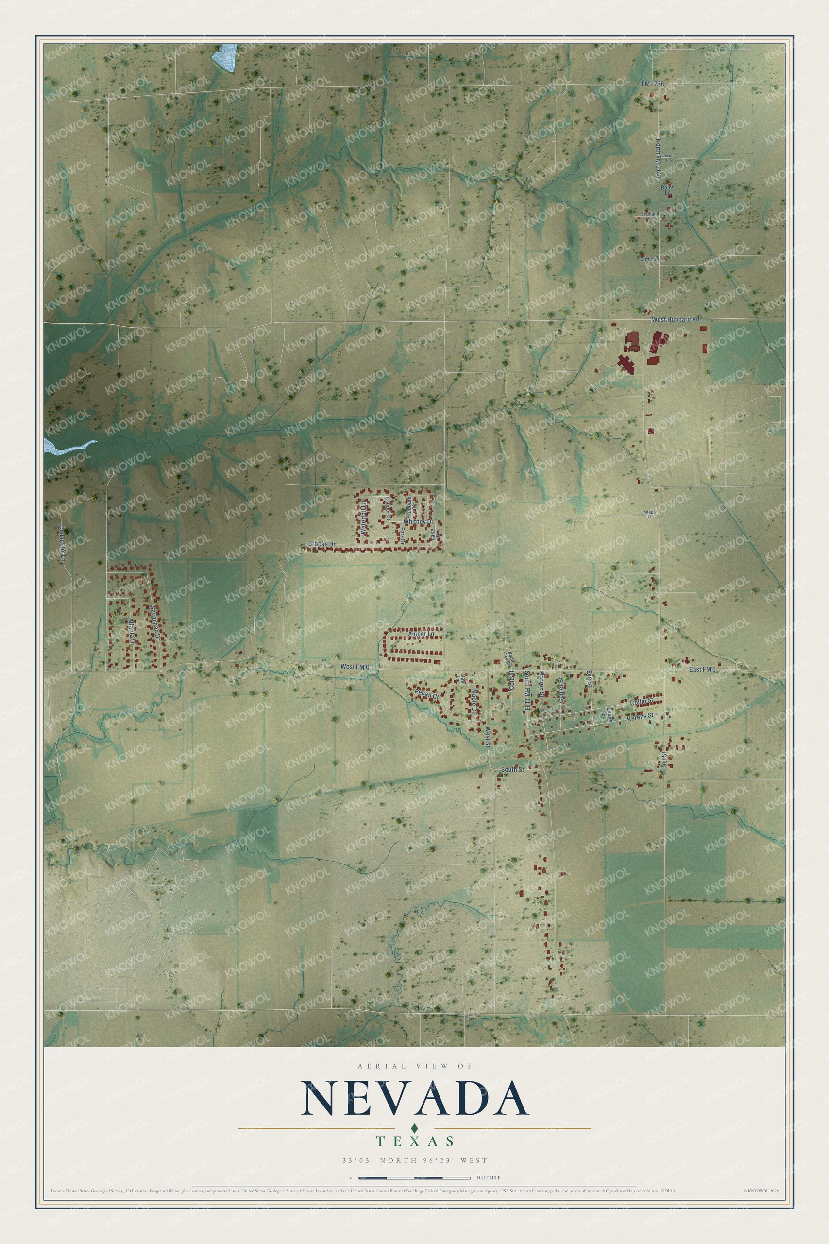 Watermarked full-map preview of Nevada, Texas