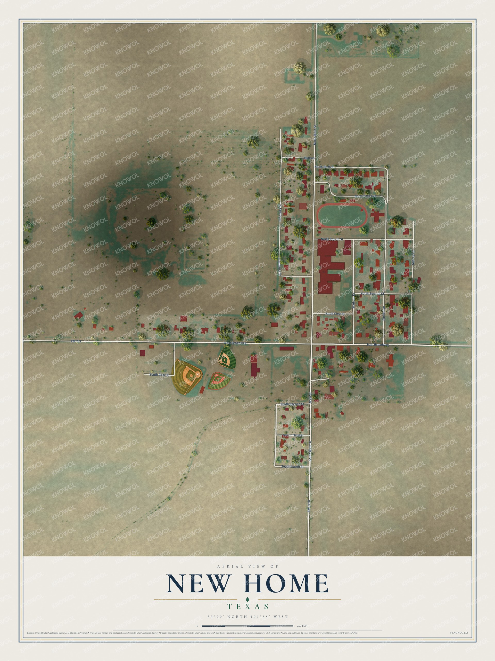 Watermarked full-map preview of New Home, Texas