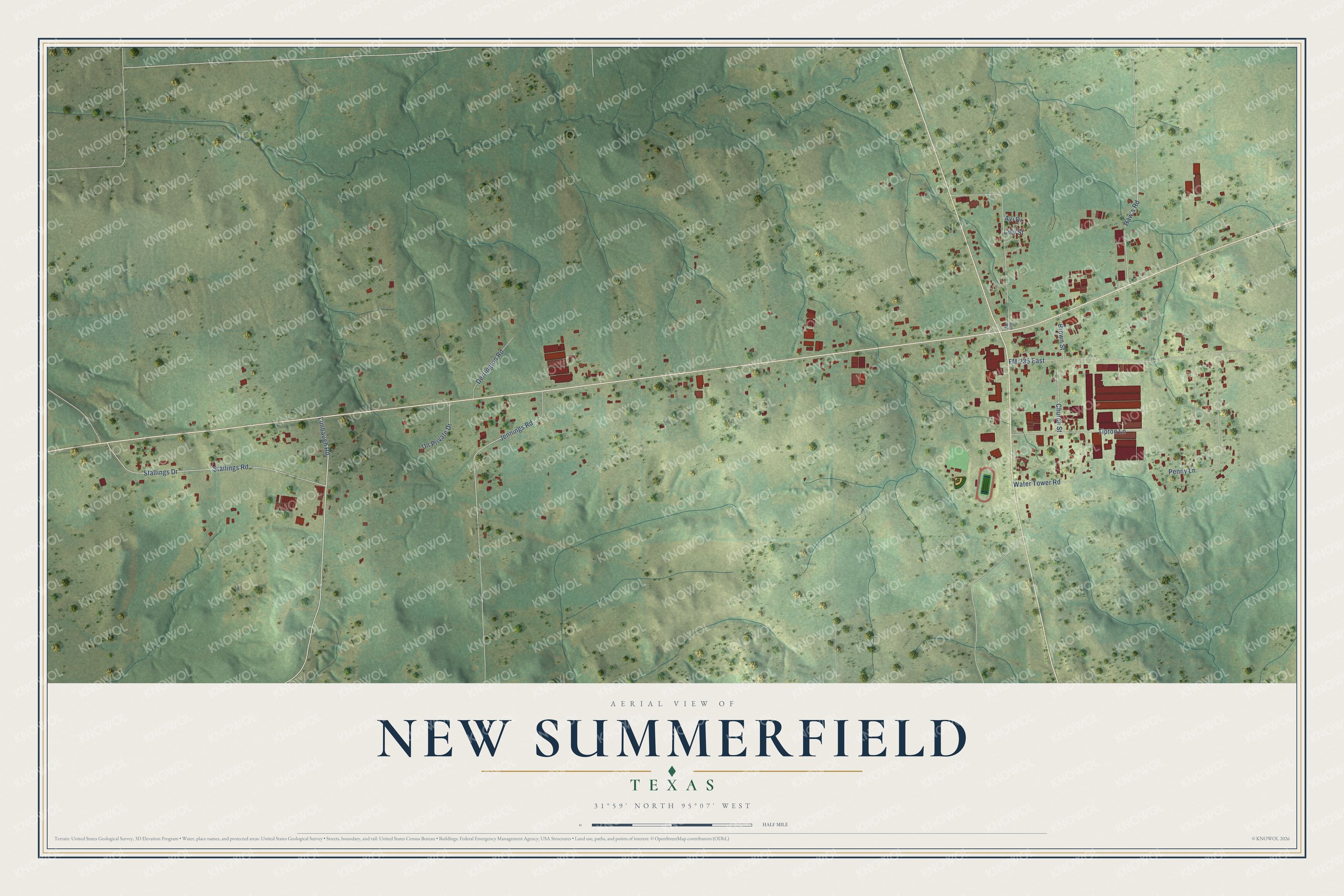 Watermarked full-map preview of New Summerfield, Texas