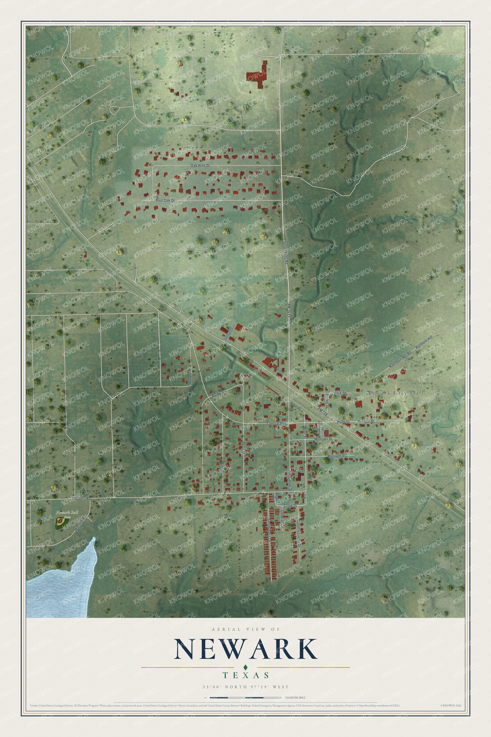 Watermarked full-map preview of Newark, Texas