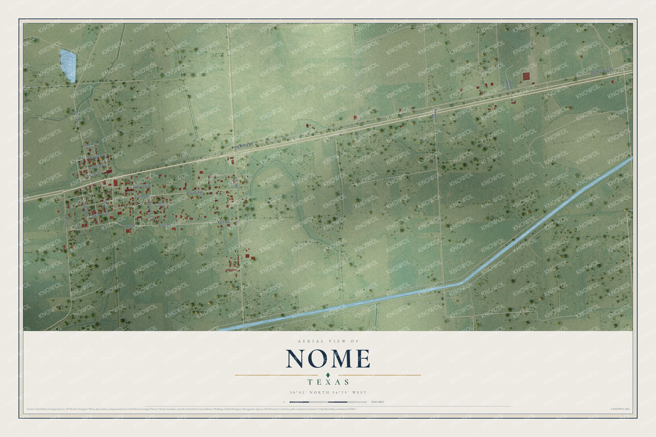 Watermarked full-map preview of Nome, Texas