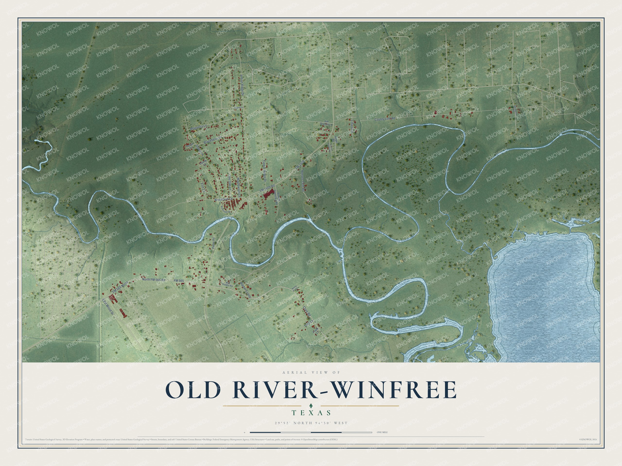 Watermarked full-map preview of Old River-Winfree, Texas