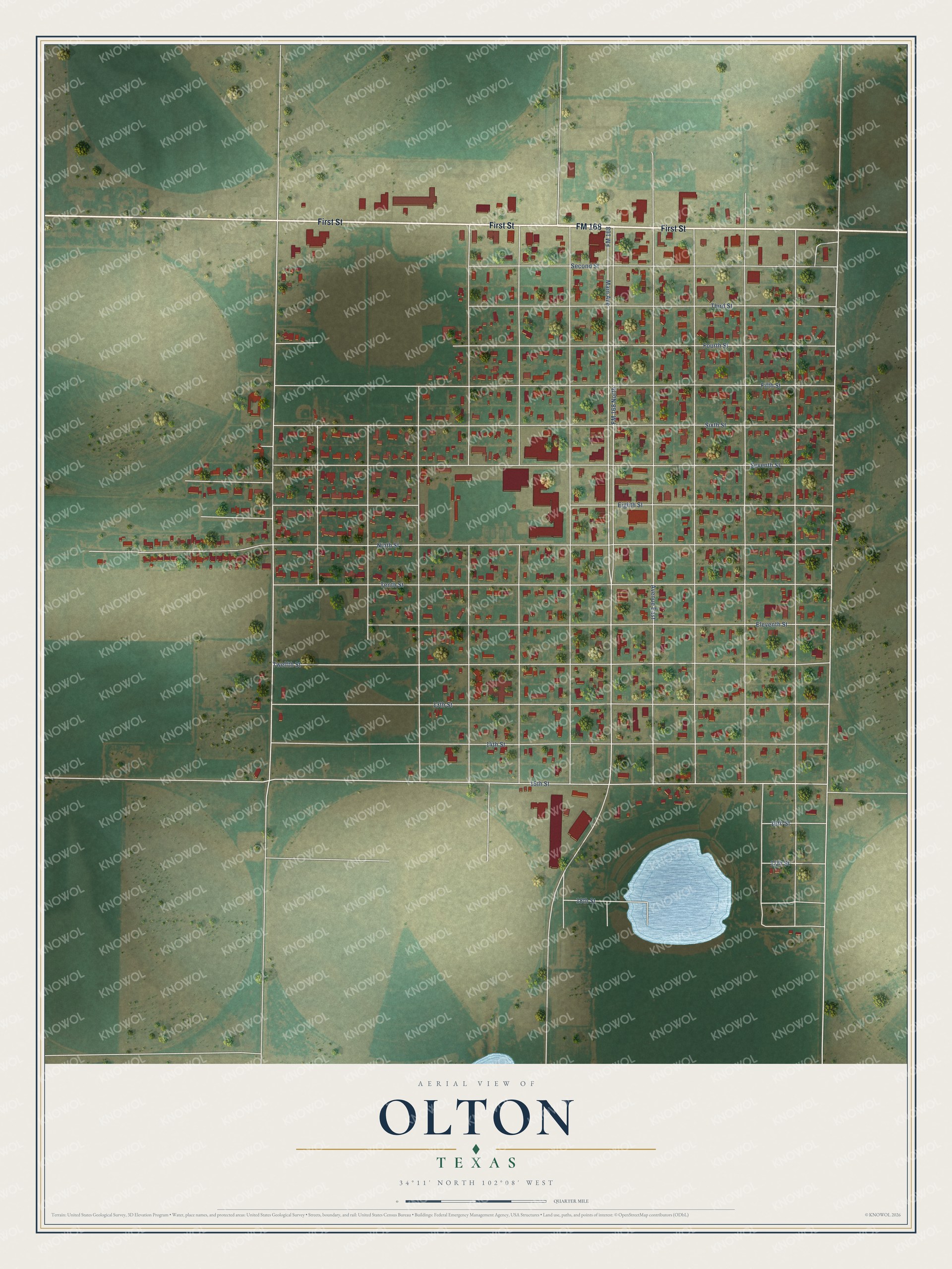 Watermarked full-map preview of Olton, Texas