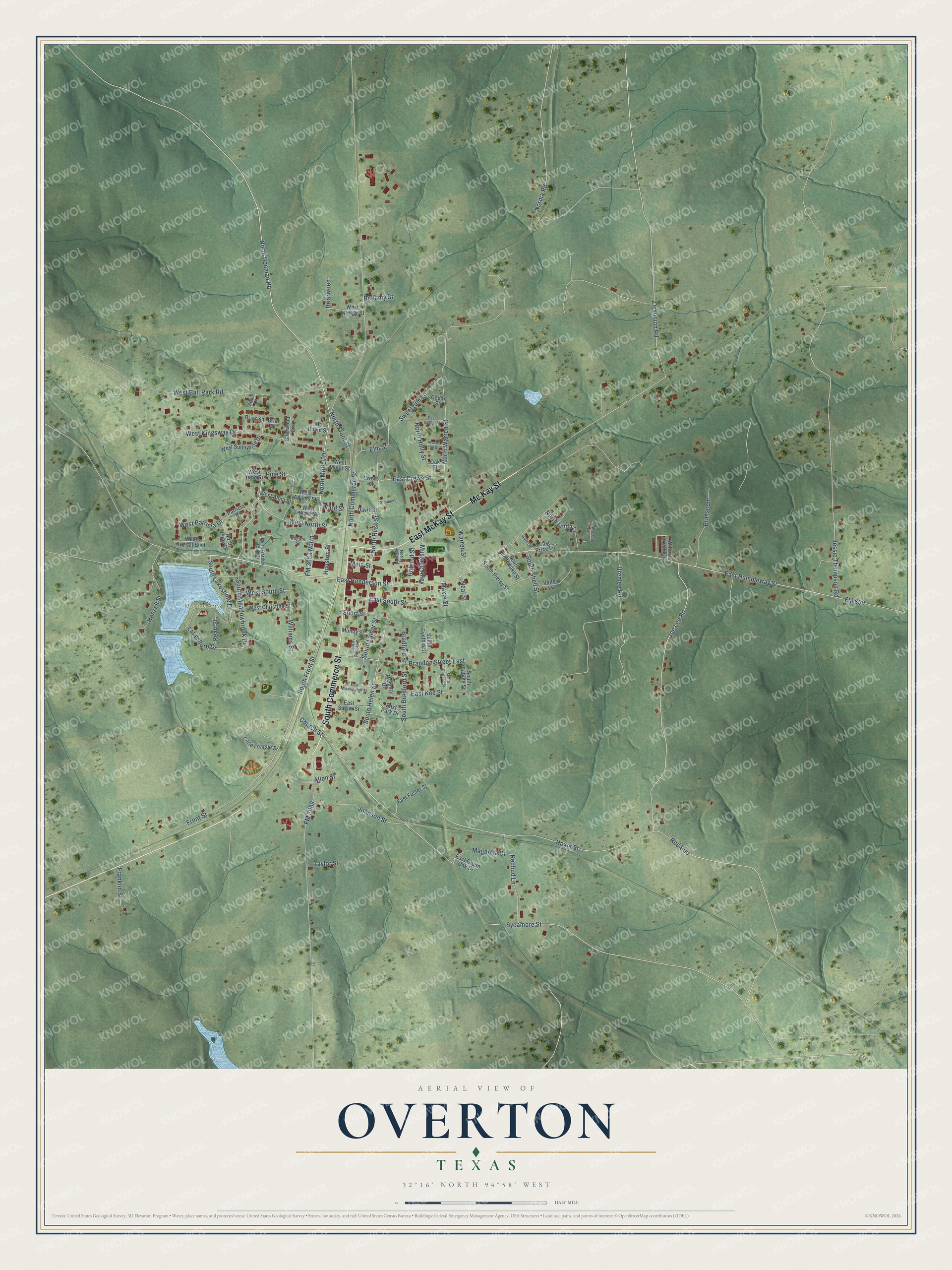 Watermarked full-map preview of Overton, Texas