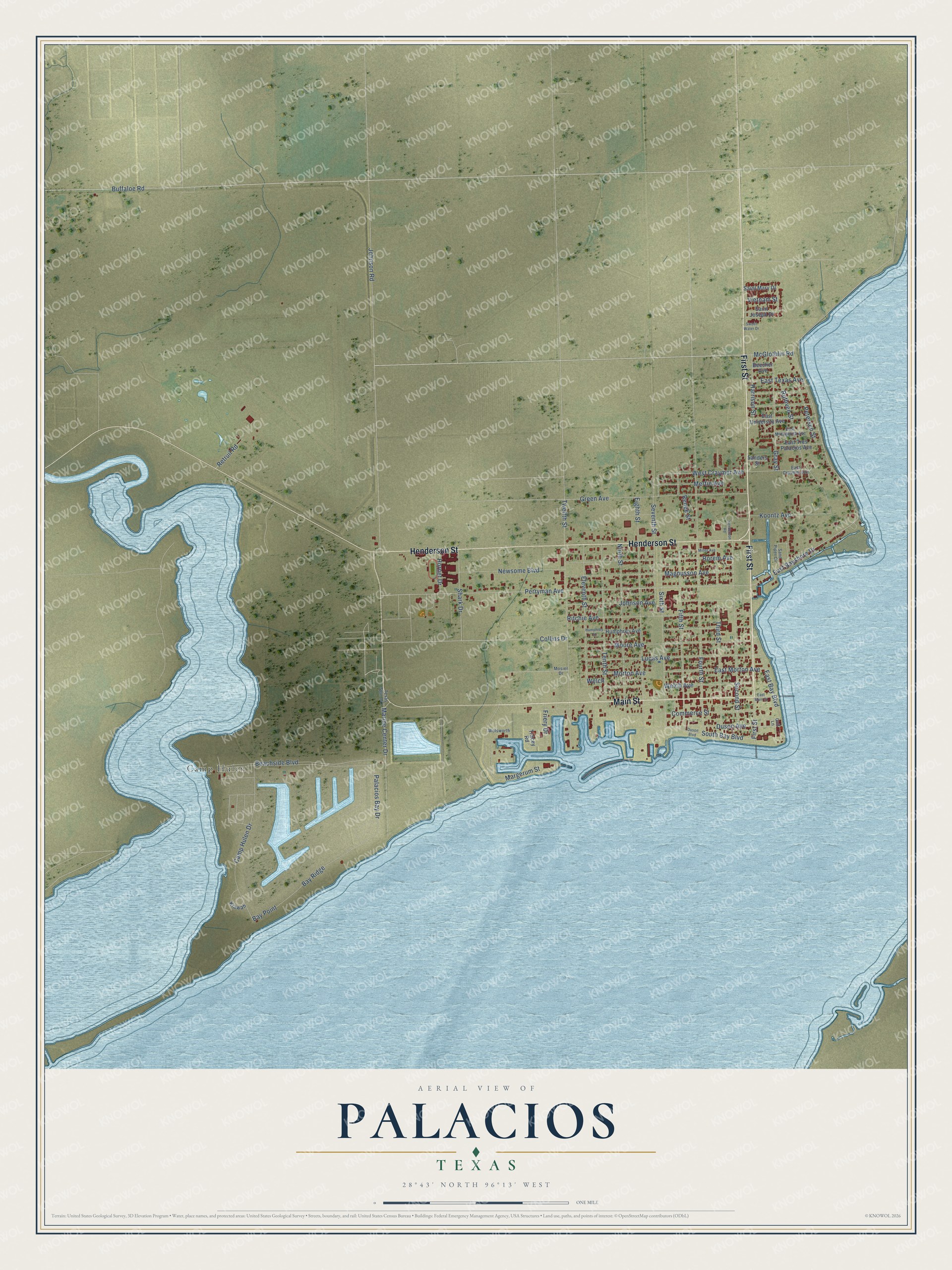 Watermarked full-map preview of Palacios, Texas