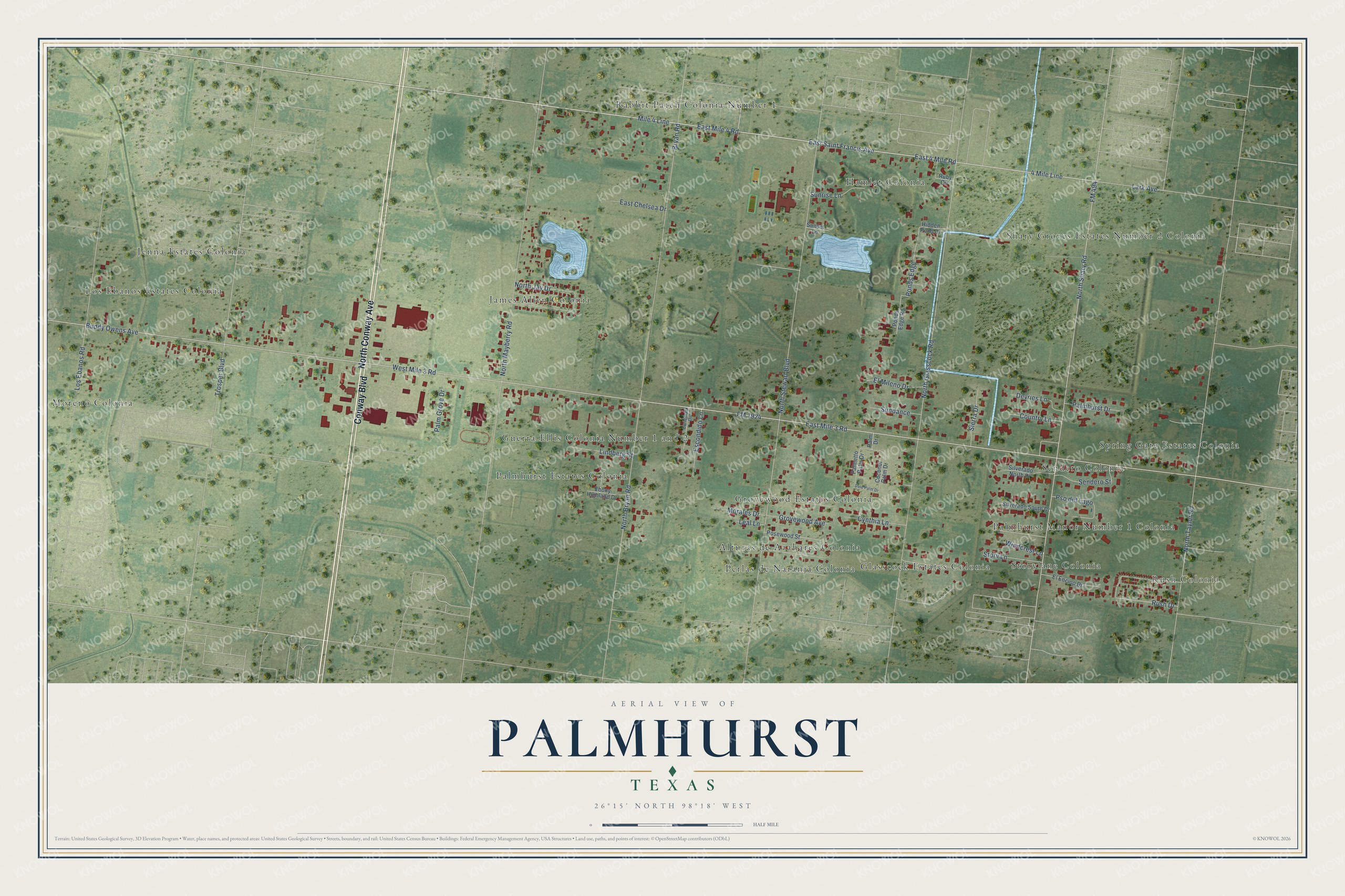 Watermarked full-map preview of Palmhurst, Texas