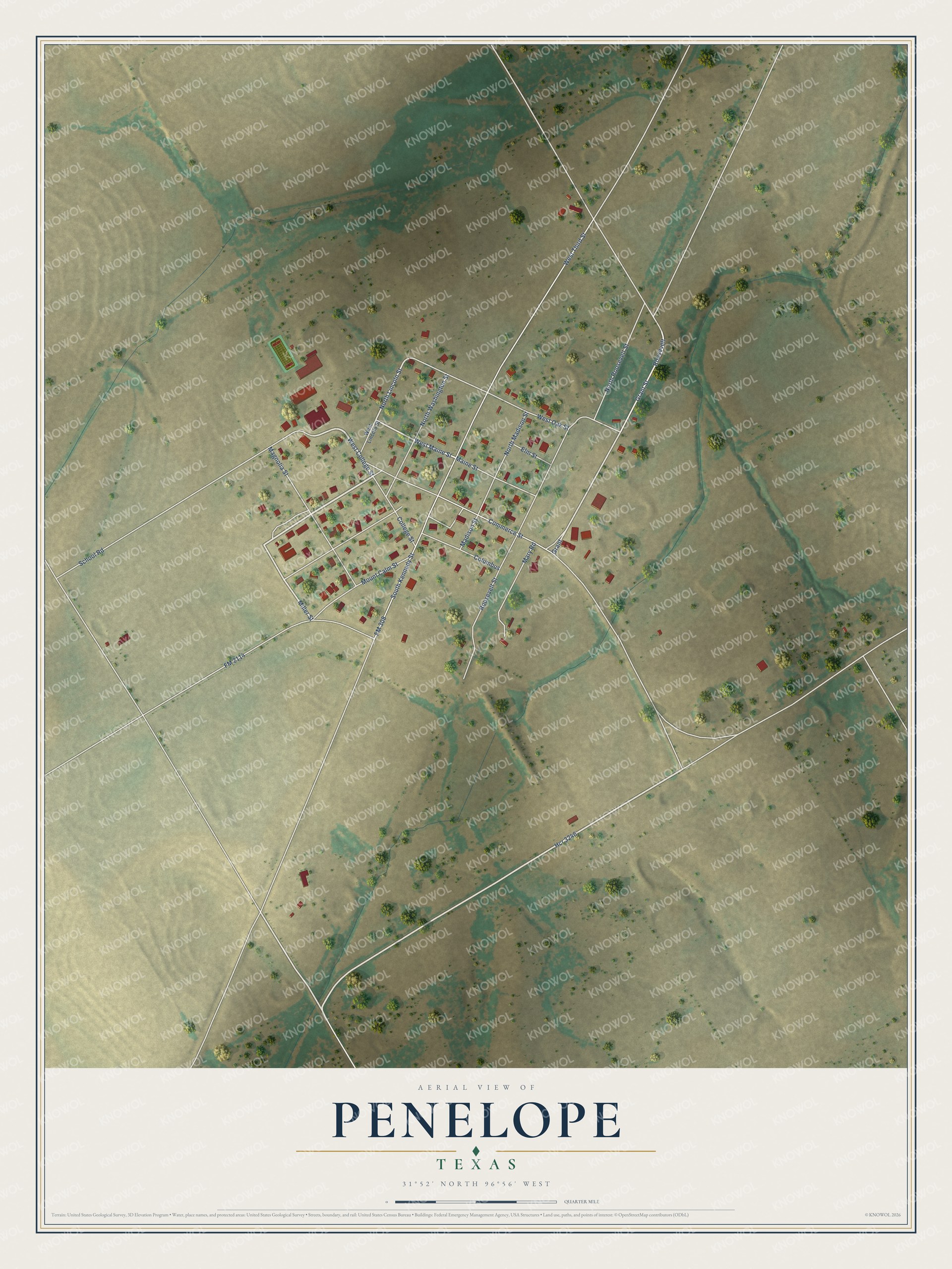 Watermarked full-map preview of Penelope, Texas