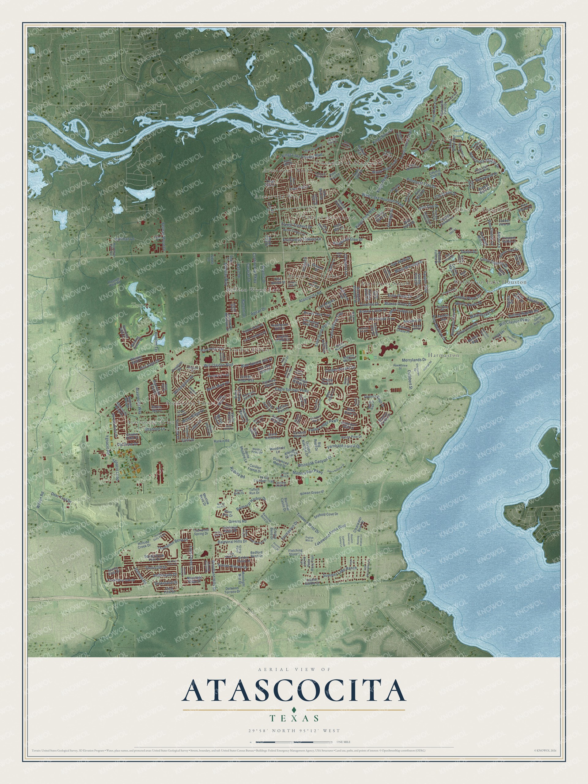 Watermarked full-map preview of Atascocita, Texas