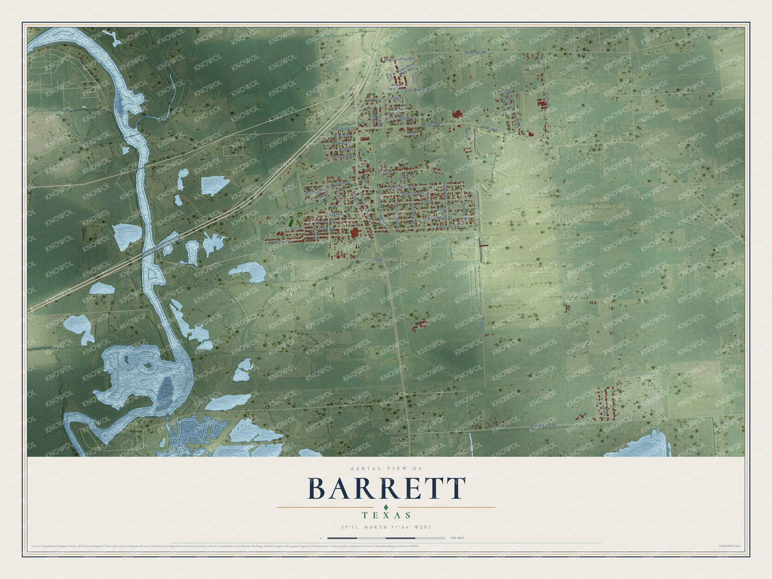 Watermarked full-map preview of Barrett, Texas