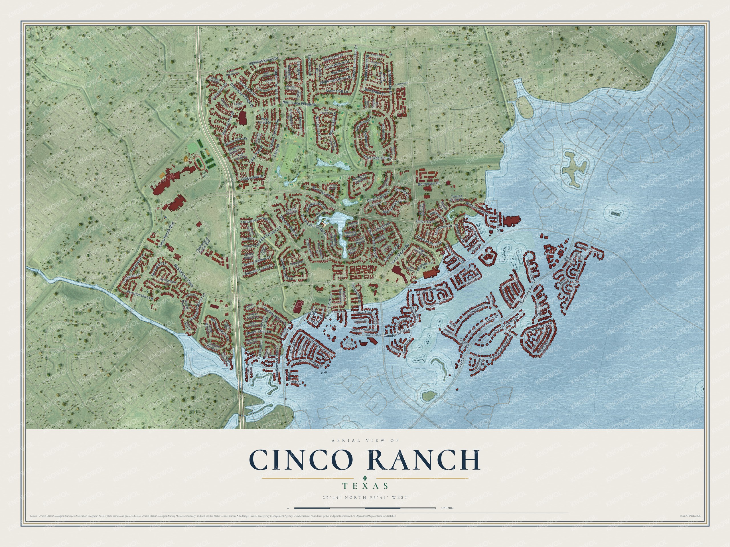 Watermarked full-map preview of Cinco Ranch, Texas