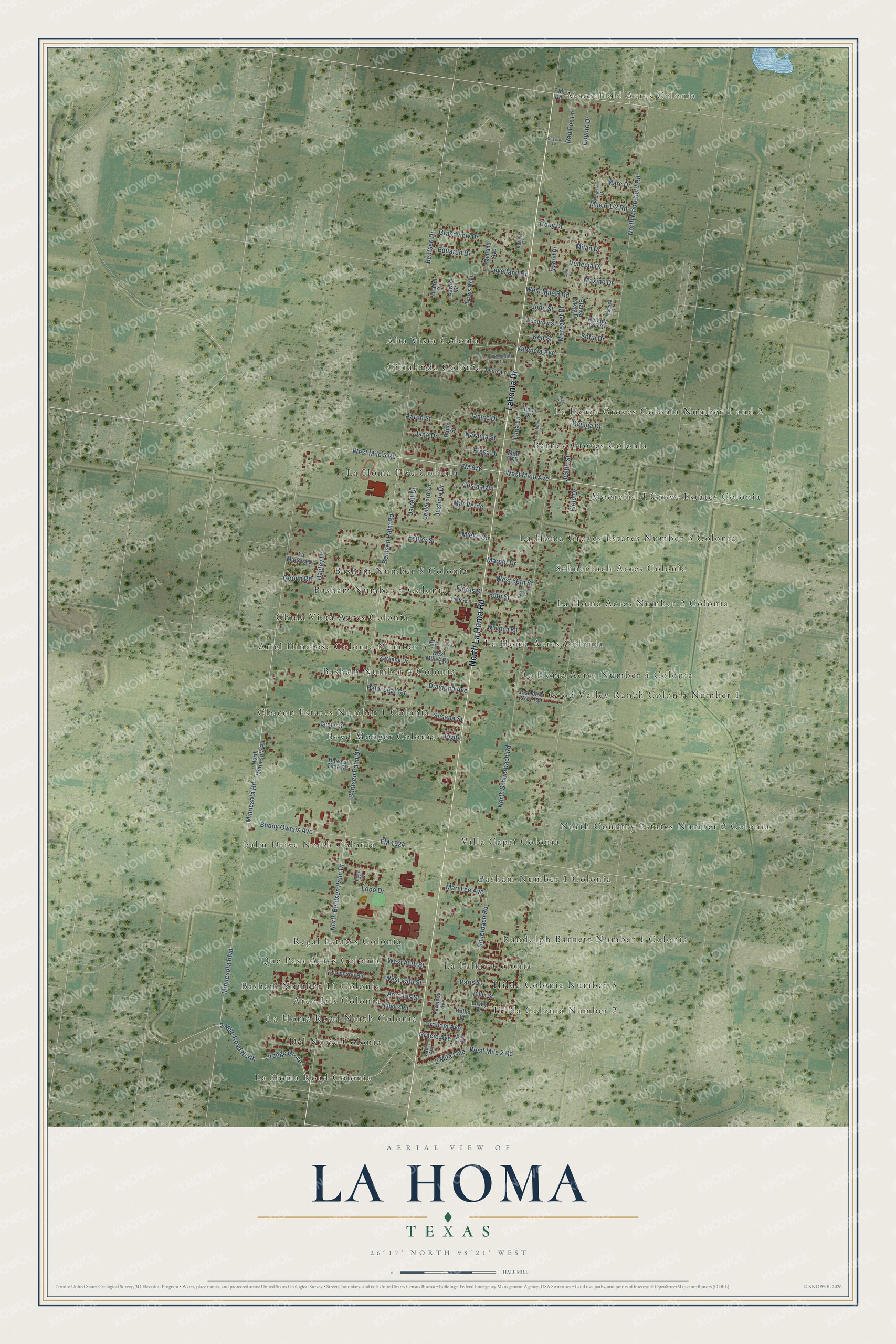 Watermarked full-map preview of La Homa, Texas