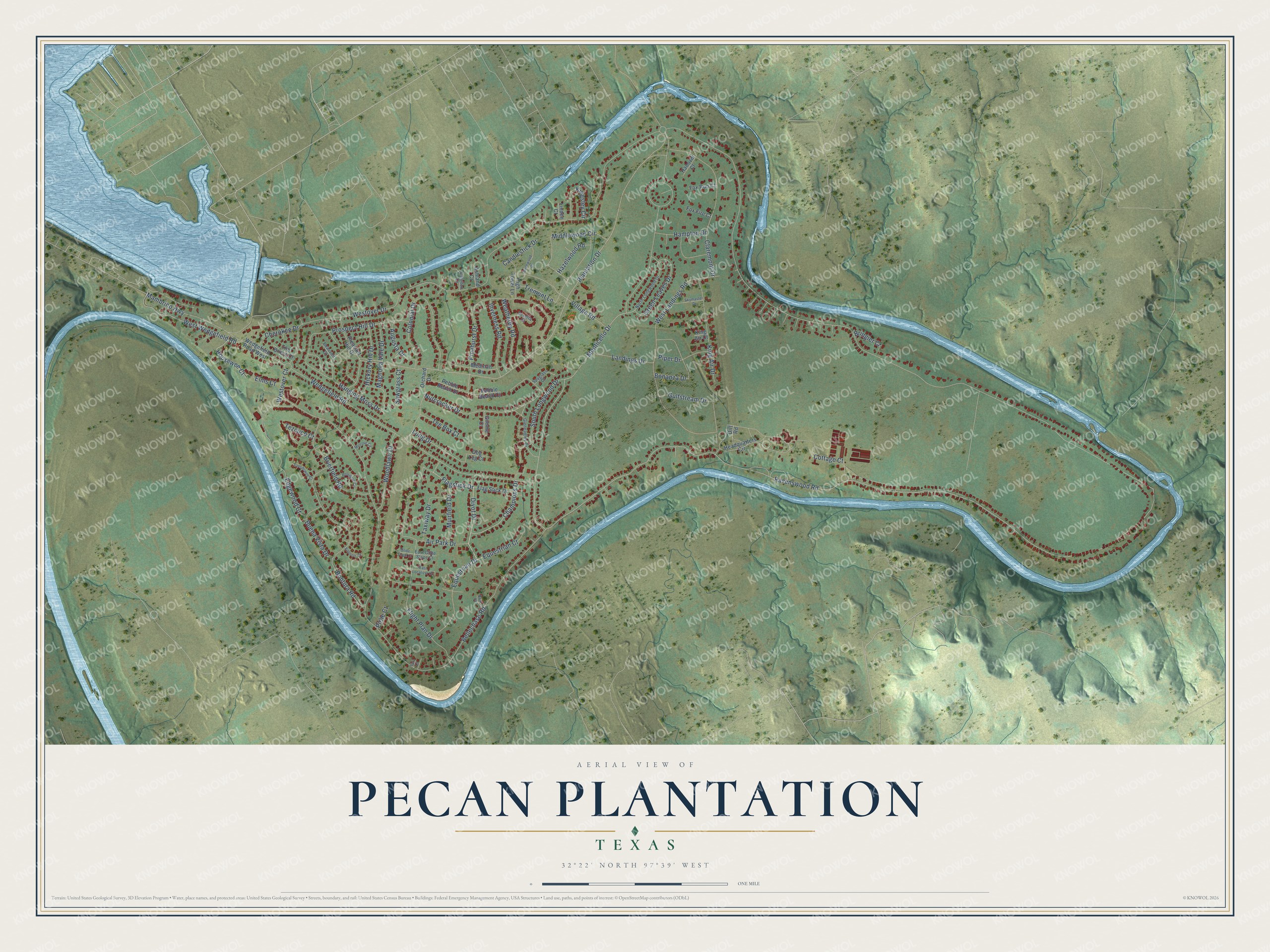 Watermarked full-map preview of Pecan Plantation, Texas