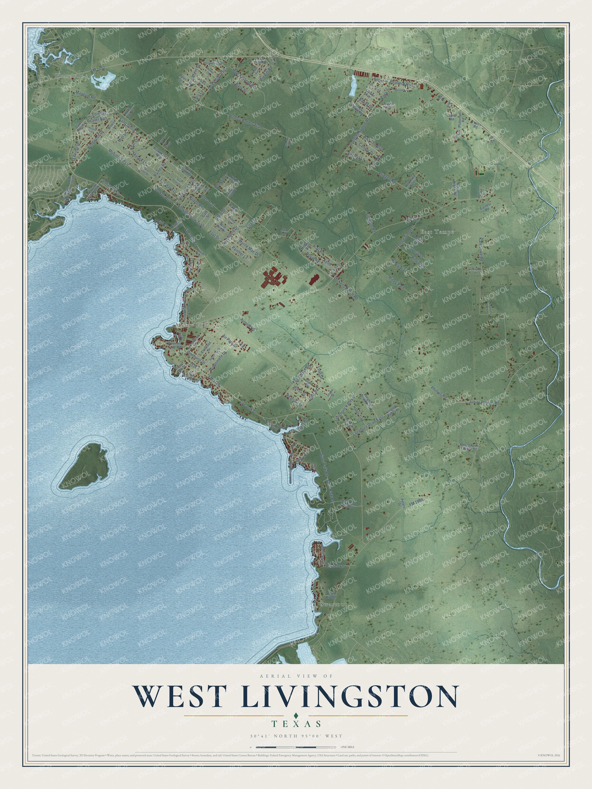 Watermarked full-map preview of West Livingston, Texas