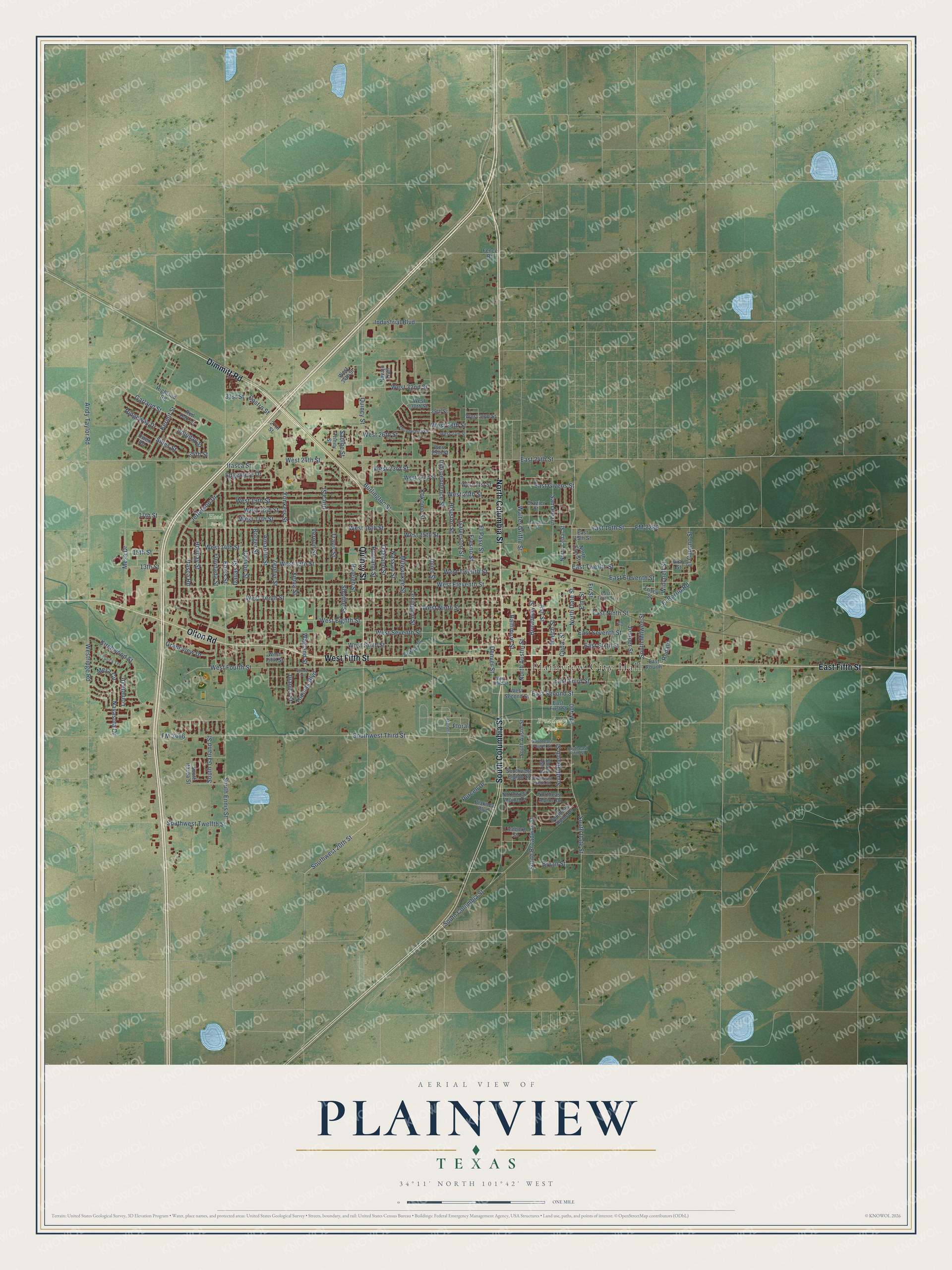 Watermarked full-map preview of Plainview, Texas