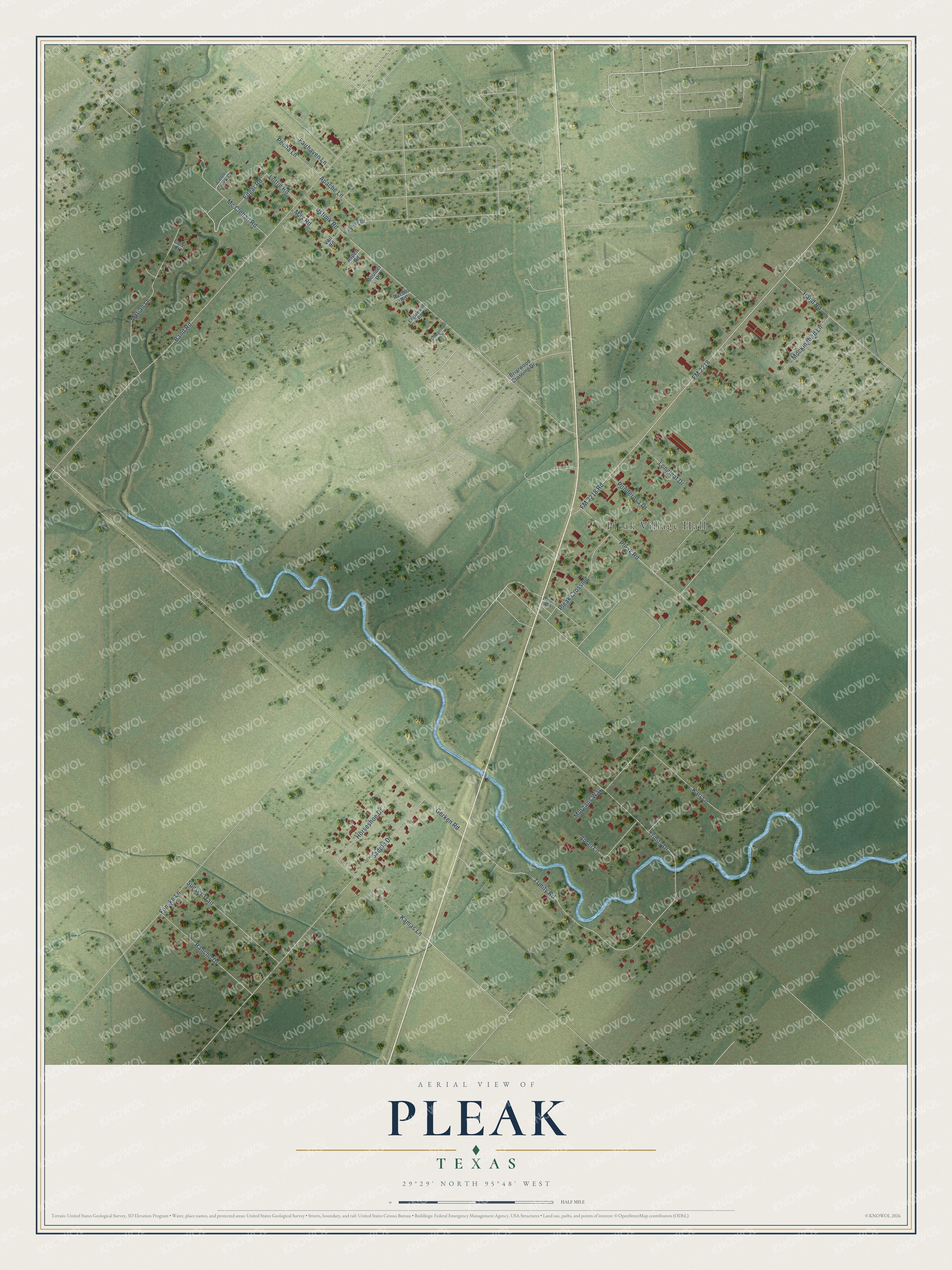 Watermarked full-map preview of Pleak, Texas