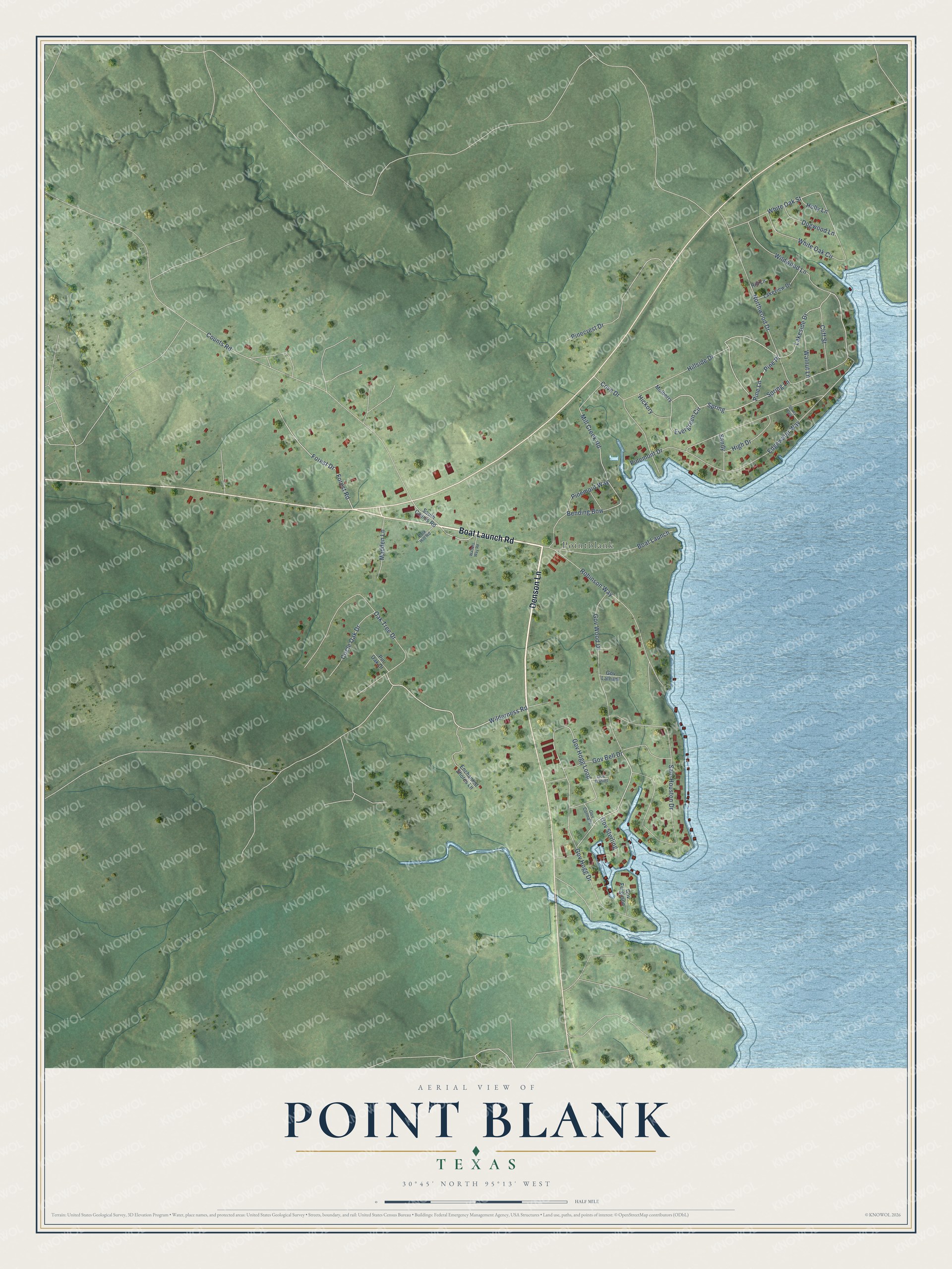 Watermarked full-map preview of Point Blank, Texas