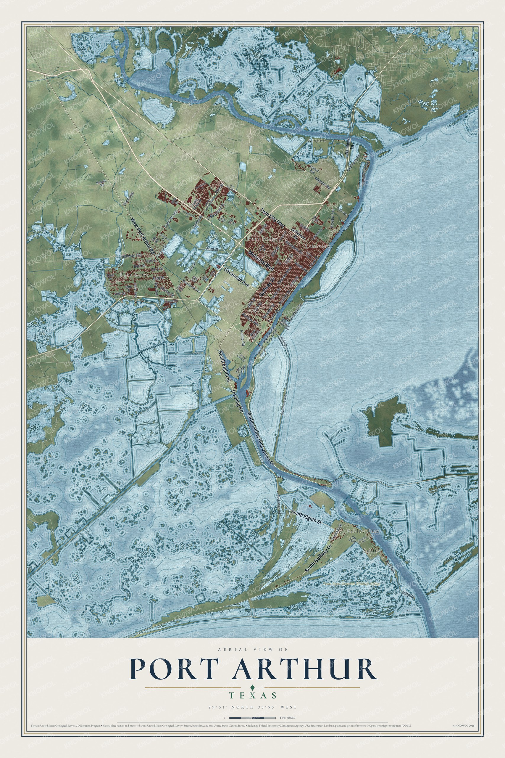 Watermarked full-map preview of Port Arthur, Texas