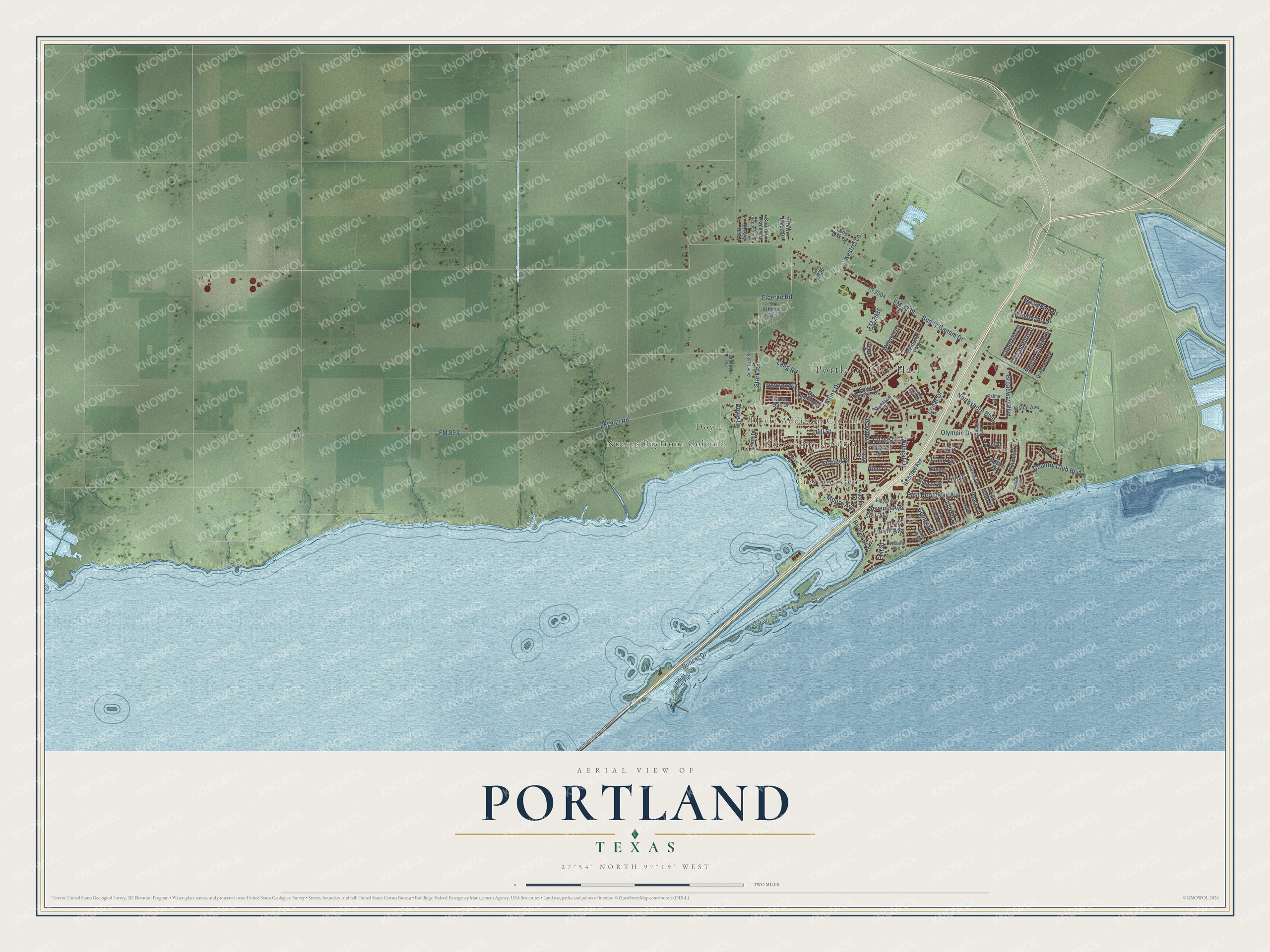 Watermarked full-map preview of Portland, Texas